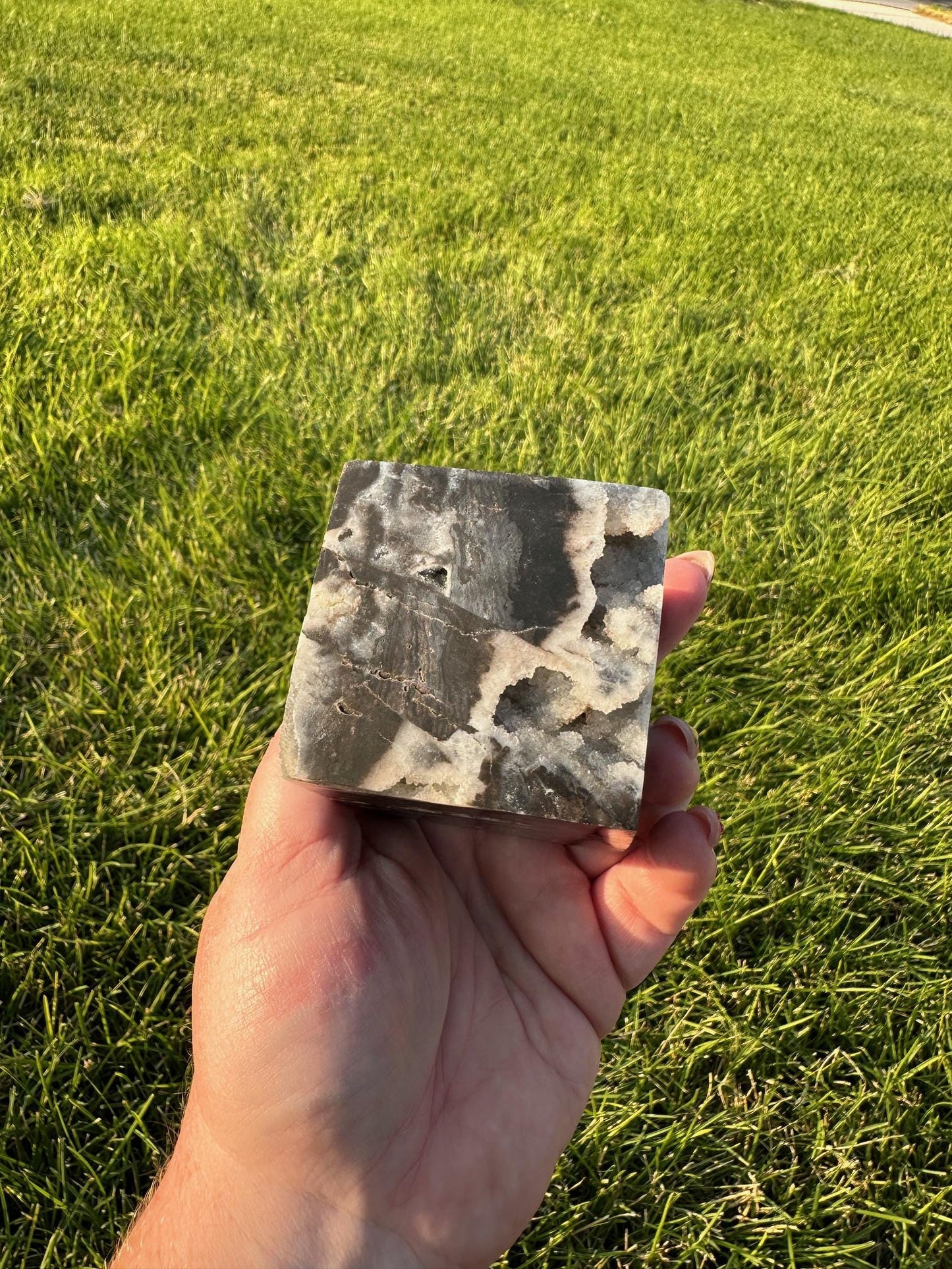 Druzy Sphalerite Balancing Crystal Cube - 2.5 Inches, 1lb 2oz