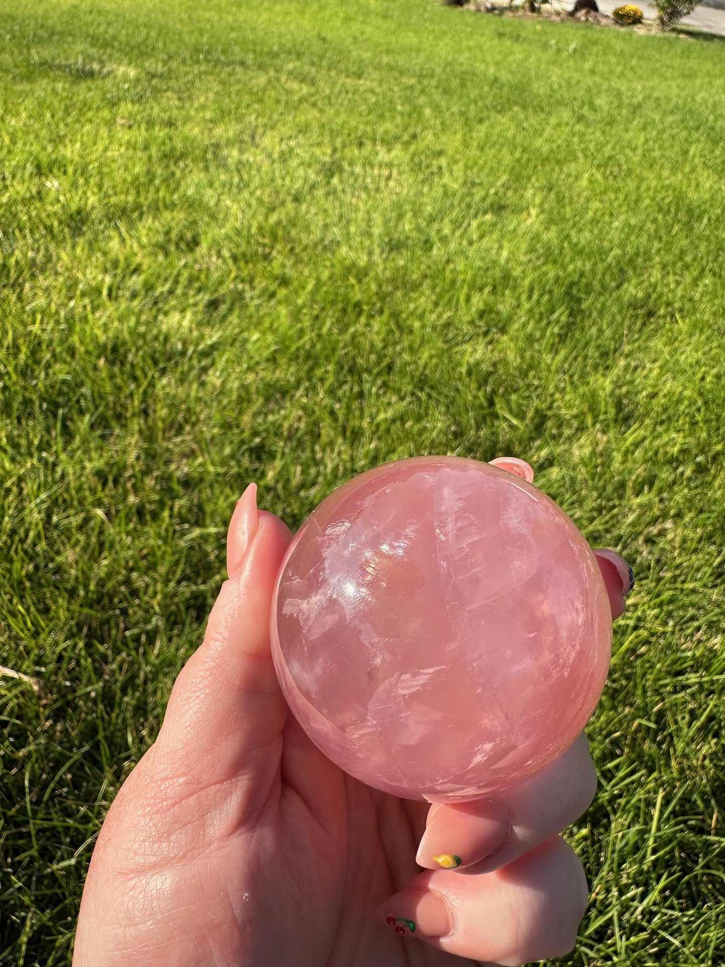 Mozambique Star Rose Quartz Sphere - 2.18 Inch Diameter, 12oz