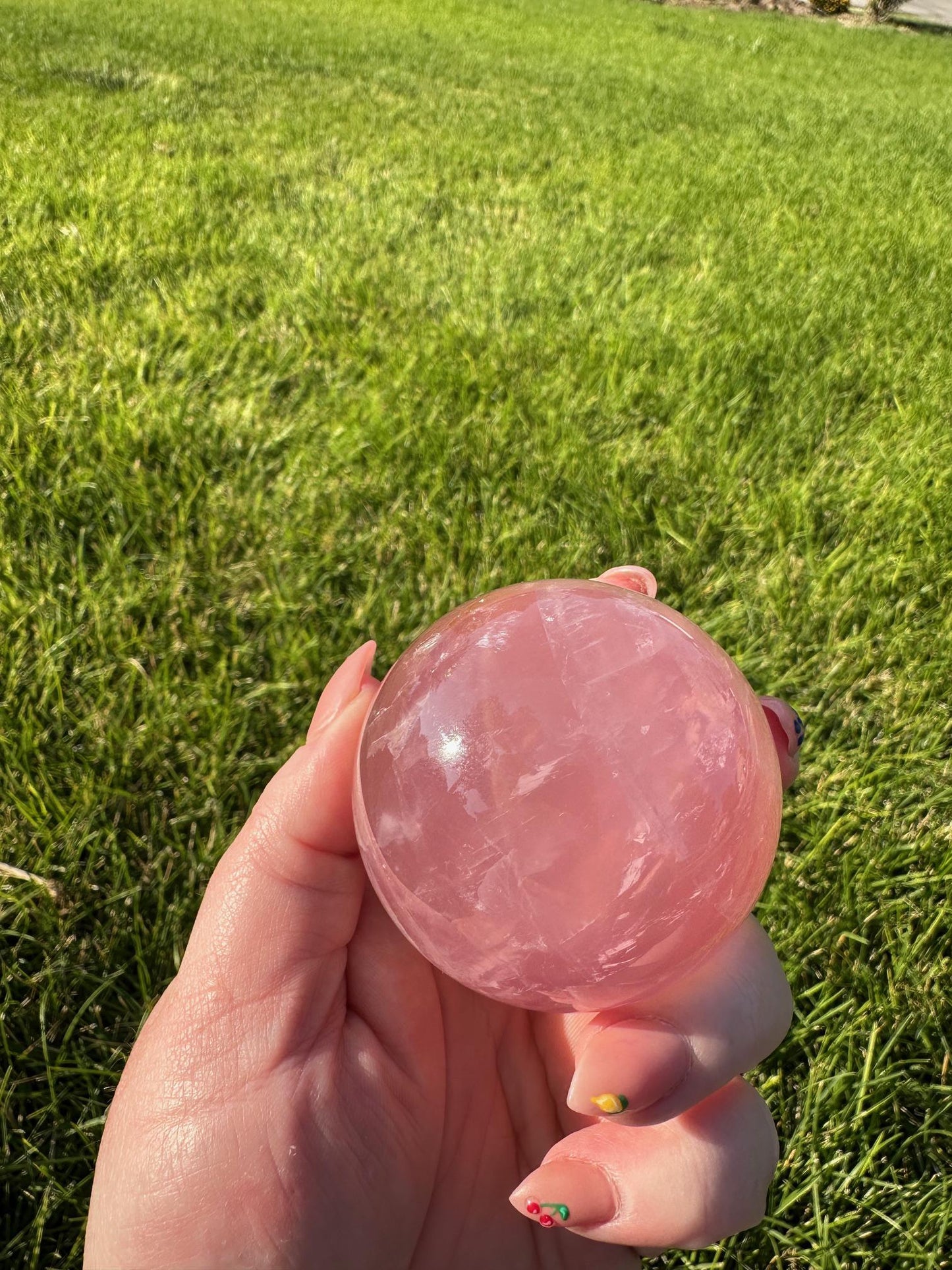 Mozambique Star Rose Quartz Sphere - 2.18 Inch Diameter, 12oz