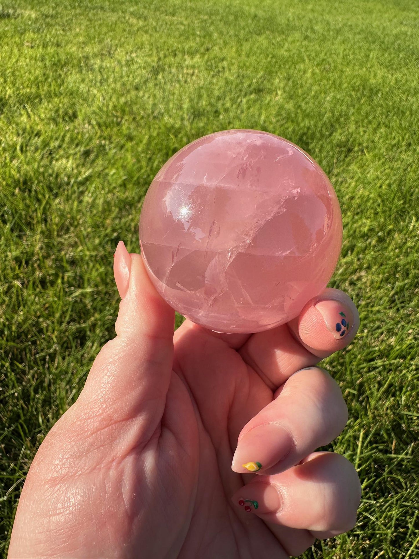 Mozambique Star Rose Quartz Sphere - 2.18 Inch Diameter, 12oz