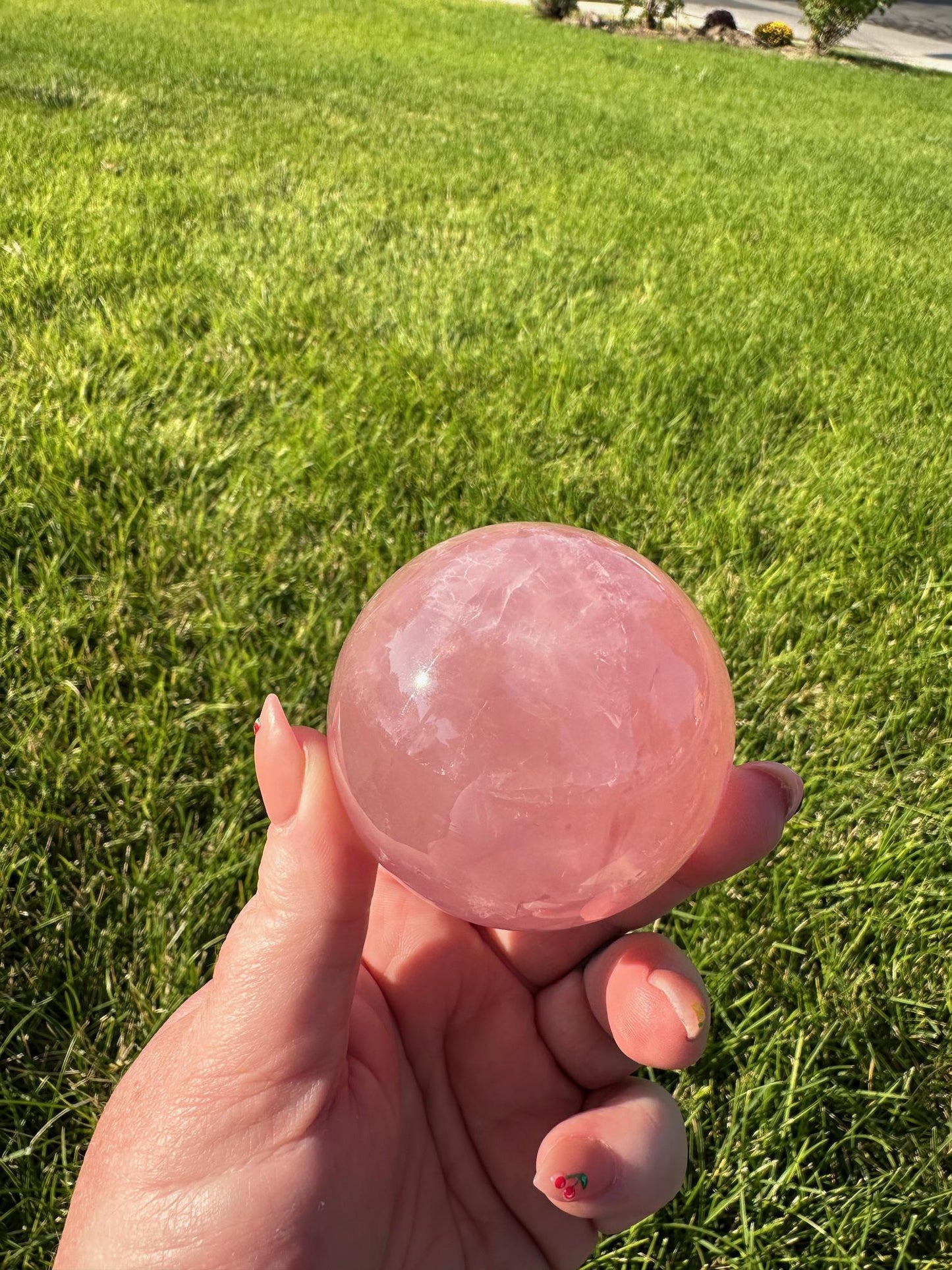 Mozambique Star Rose Quartz Sphere - 2.18 Inch Diameter, 12oz