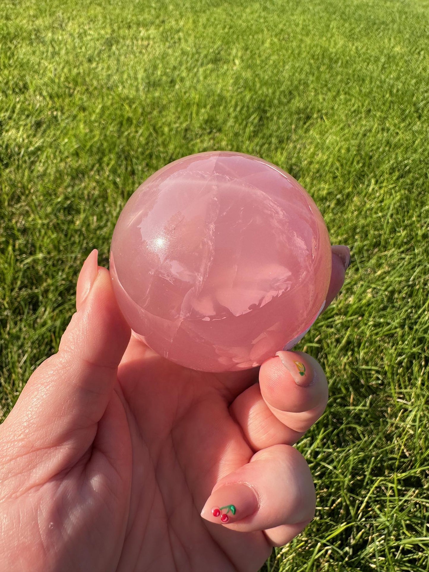 Mozambique Star Rose Quartz - 2.34 Inch Diameter, 13oz