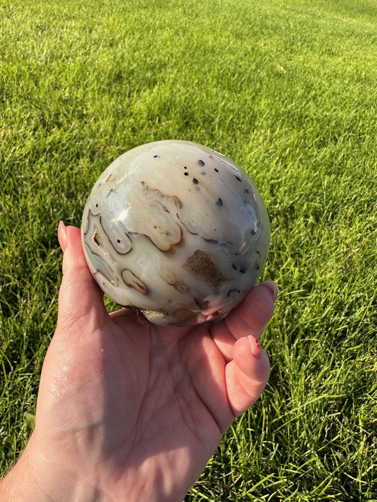 Druzy Agate Sphere - 3.3 Inch Diameter, 2lbs 4oz