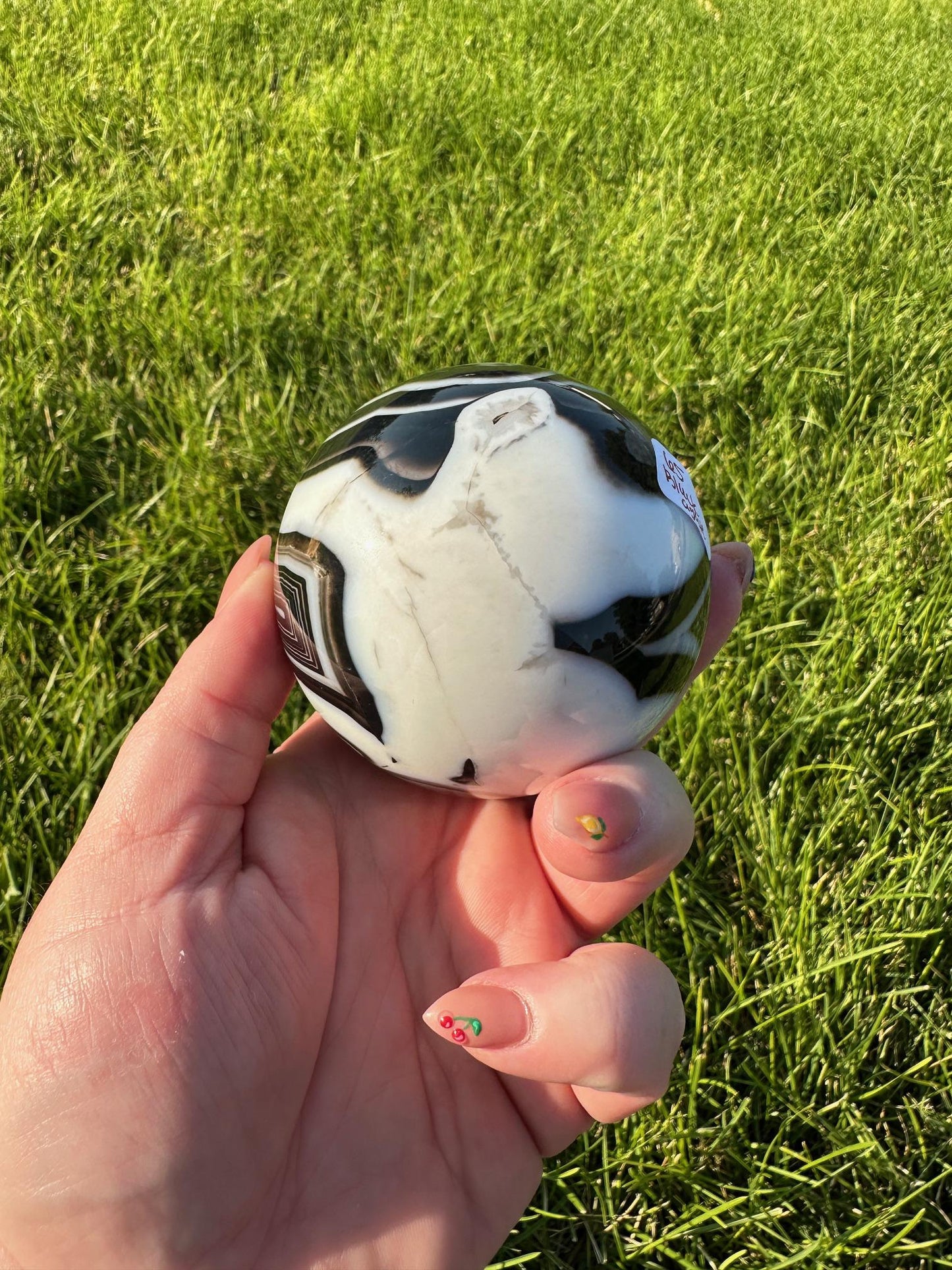 Black Agate Crystal Sphere - 2.6 Inch Diameter, 1lb 2oz