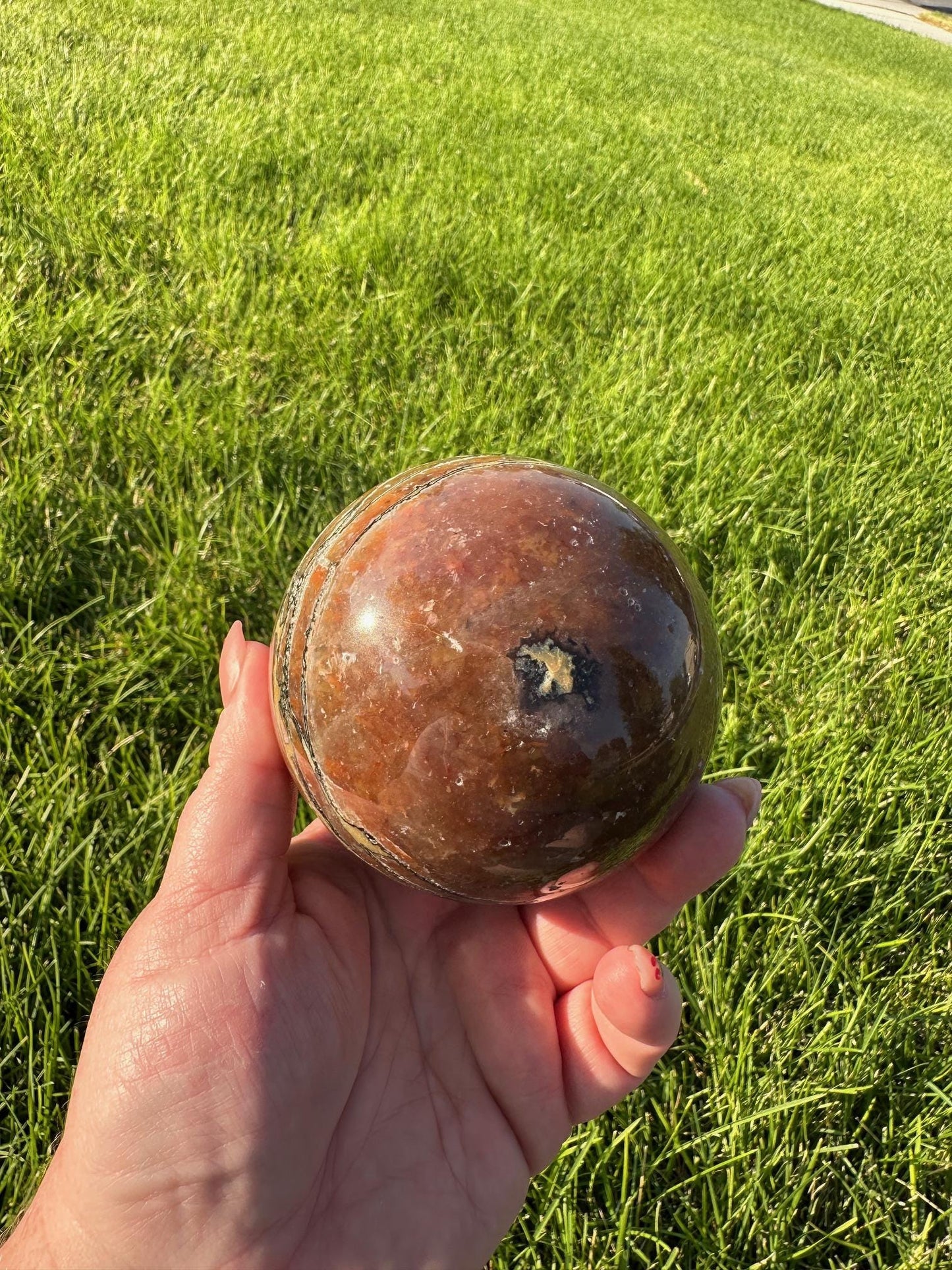 Mosaic Quartz Sphere - 3.15 Inch Diameter, 1lb 14oz