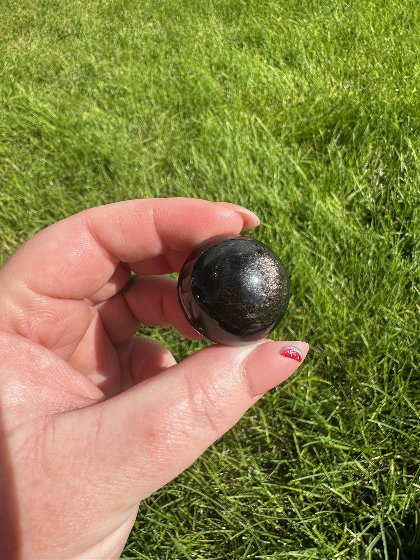 Silver Sheen Obsidian Spheres - 0.8 to 0.9 Inches Diameter