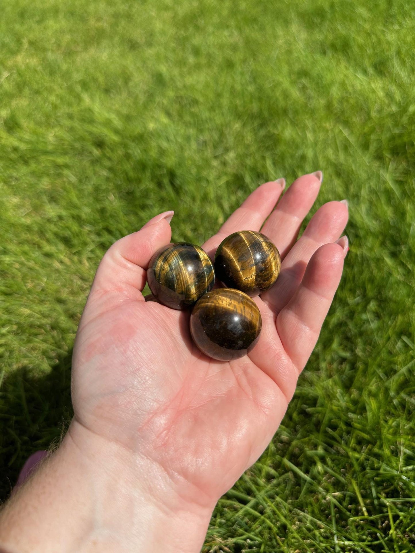 High-Quality Tiger's Eye Spheres with Chatoyancy - 1 Inch Diameter