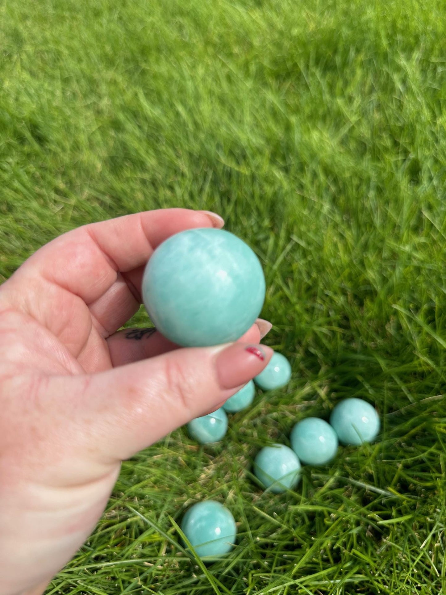 High-Quality Amazonite Spheres - 1.1 to 1.3 Inches Diameter