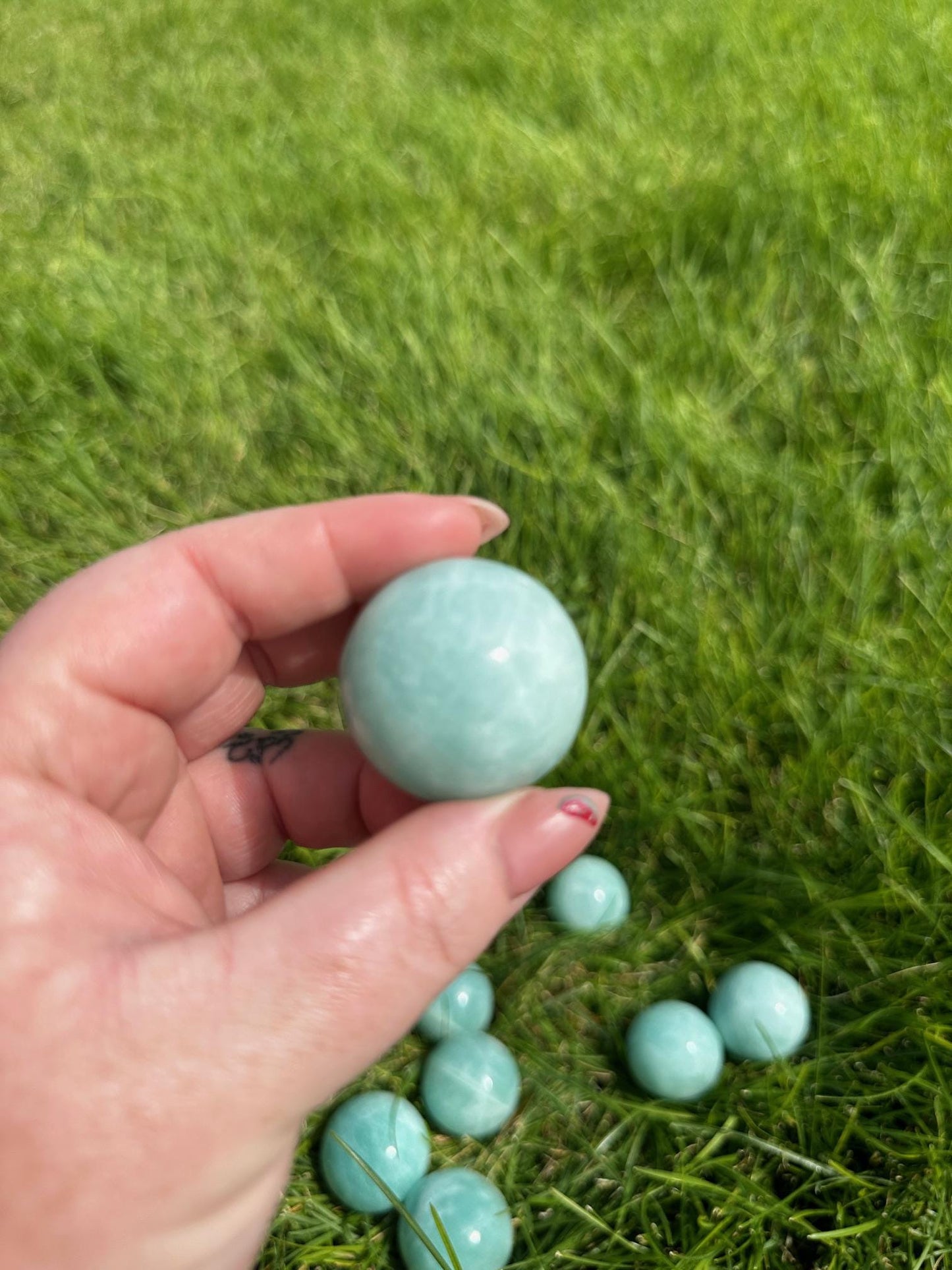 High-Quality Amazonite Spheres - 1.1 to 1.3 Inches Diameter