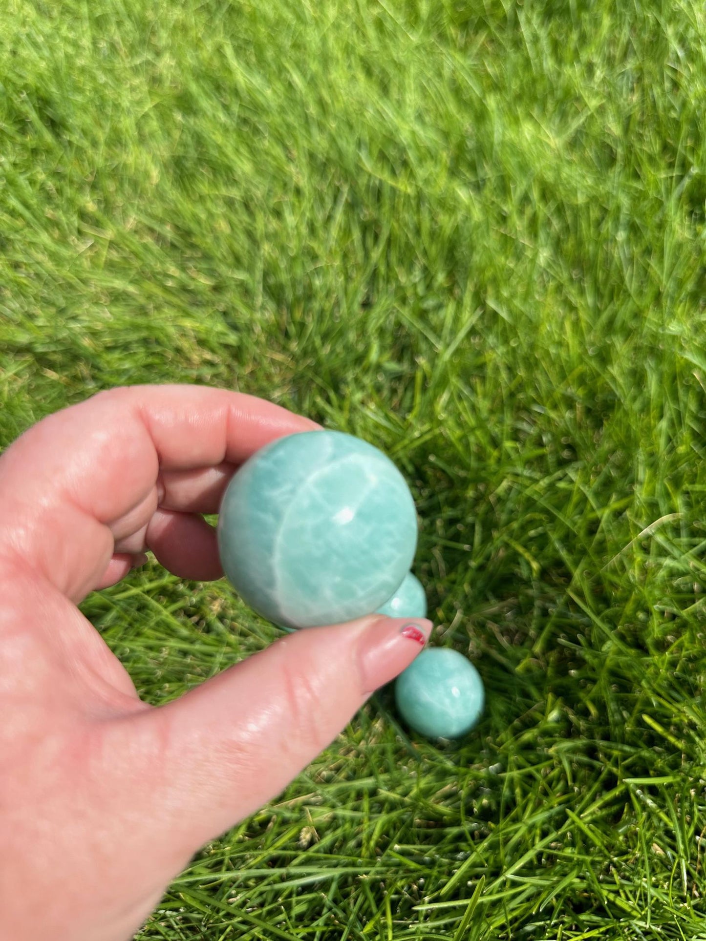 High-Quality Amazonite Spheres - 1.3 to 1.5 Inches Diameter