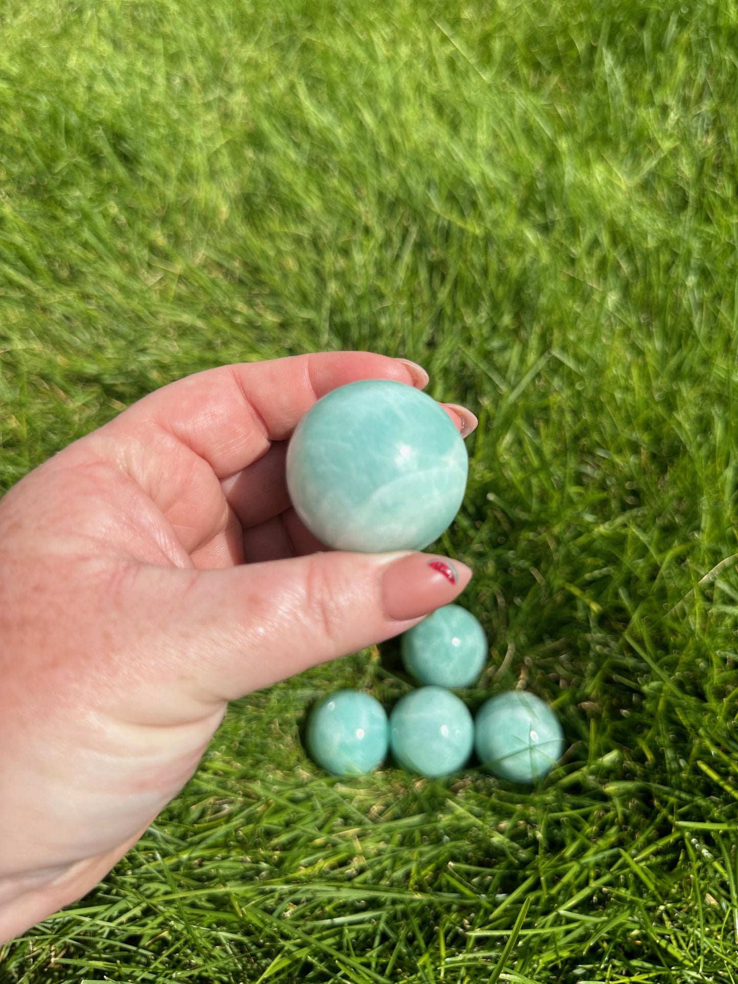 High-Quality Amazonite Spheres - 1.3 to 1.5 Inches Diameter