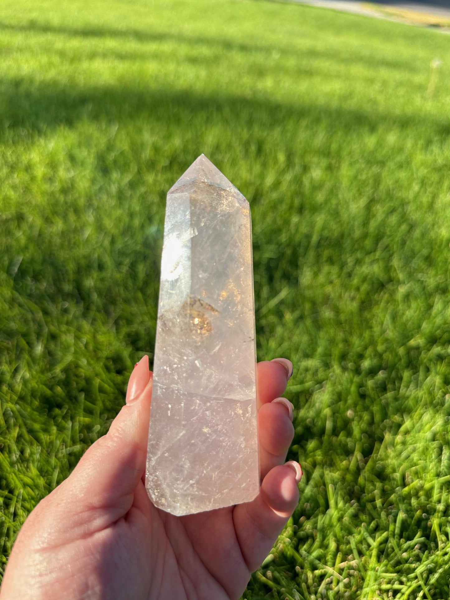 Light Pink Dendritic Rose Quartz Tower - Just Under 5 Inches Tall, 11oz