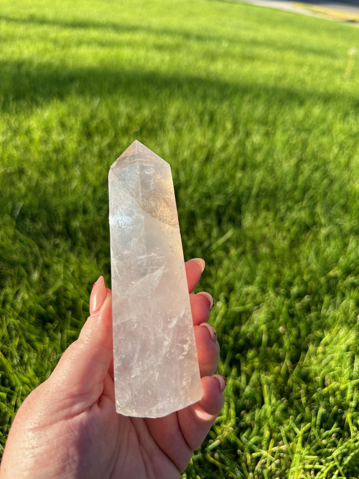 Light Pink Dendritic Rose Quartz Tower - Just Under 5 Inches Tall, 11oz