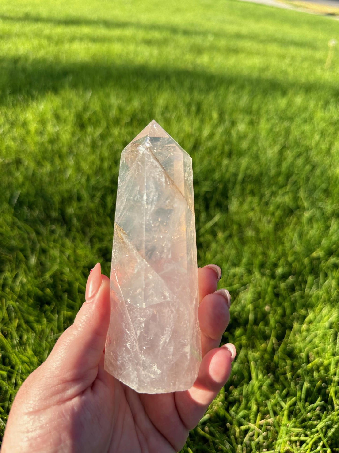 Light Pink Dendritic Rose Quartz Tower - Just Under 5 Inches Tall, 11oz