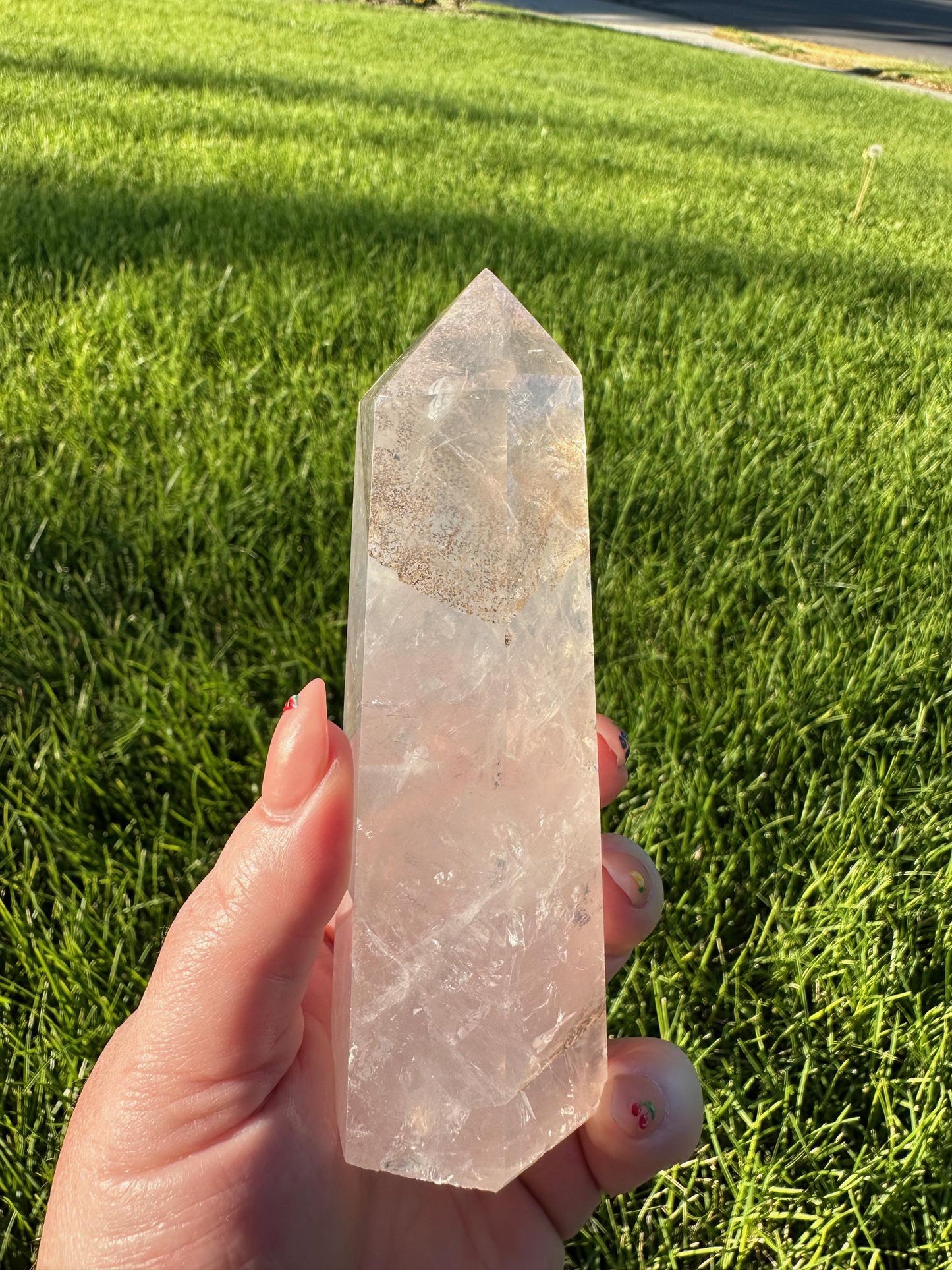 Light Pink Dendritic Rose Quartz Tower - Just Under 5 Inches Tall, 11oz