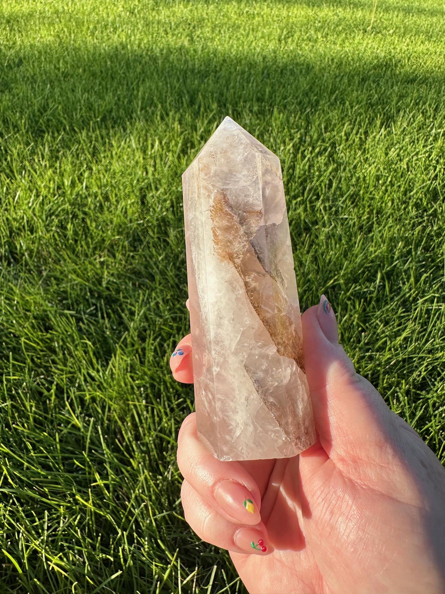 Light Pink Dendritic Rose Quartz Tower - Just Under 5 Inches Tall, 10oz