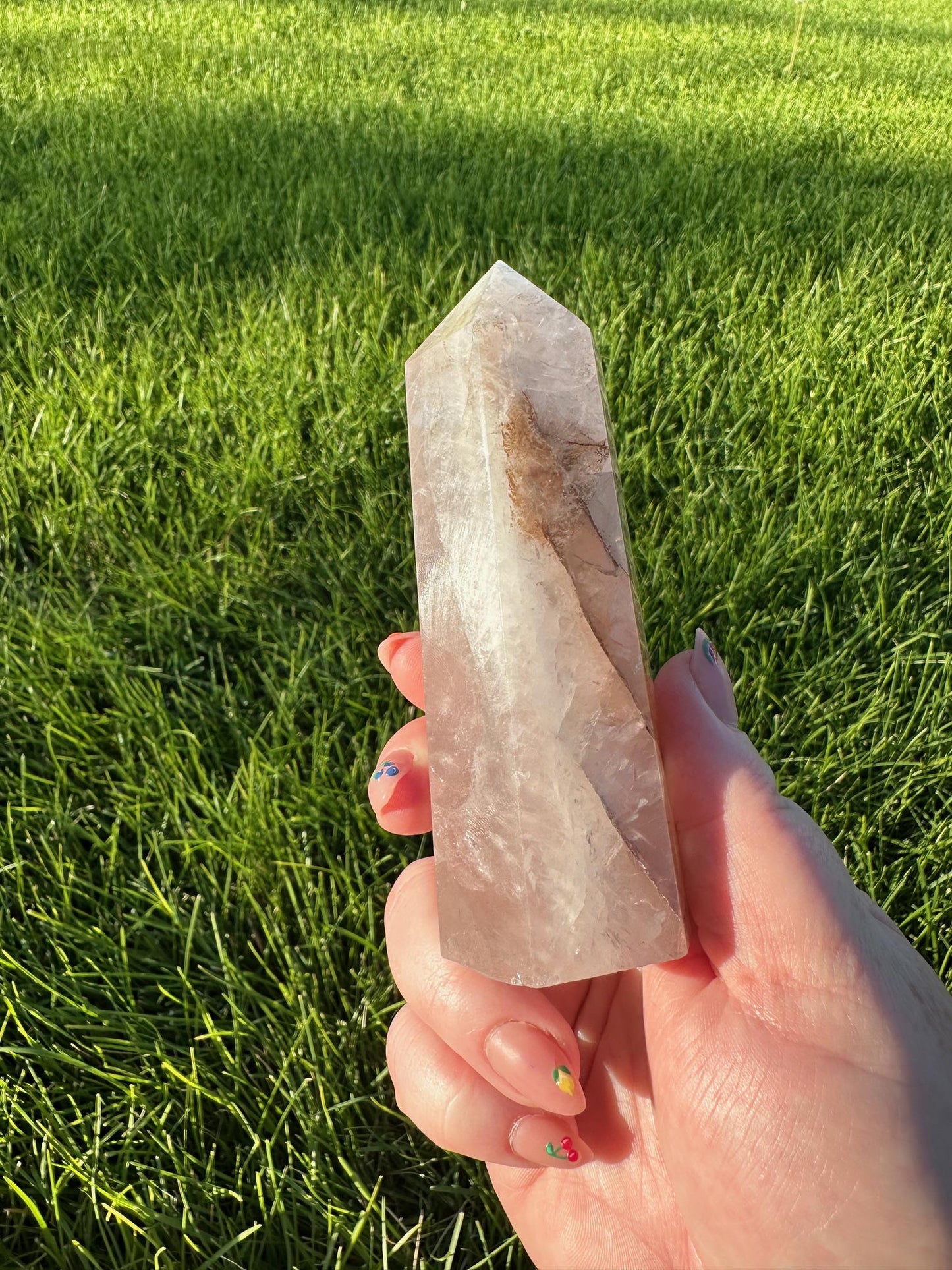 Light Pink Dendritic Rose Quartz Tower - Just Under 5 Inches Tall, 10oz