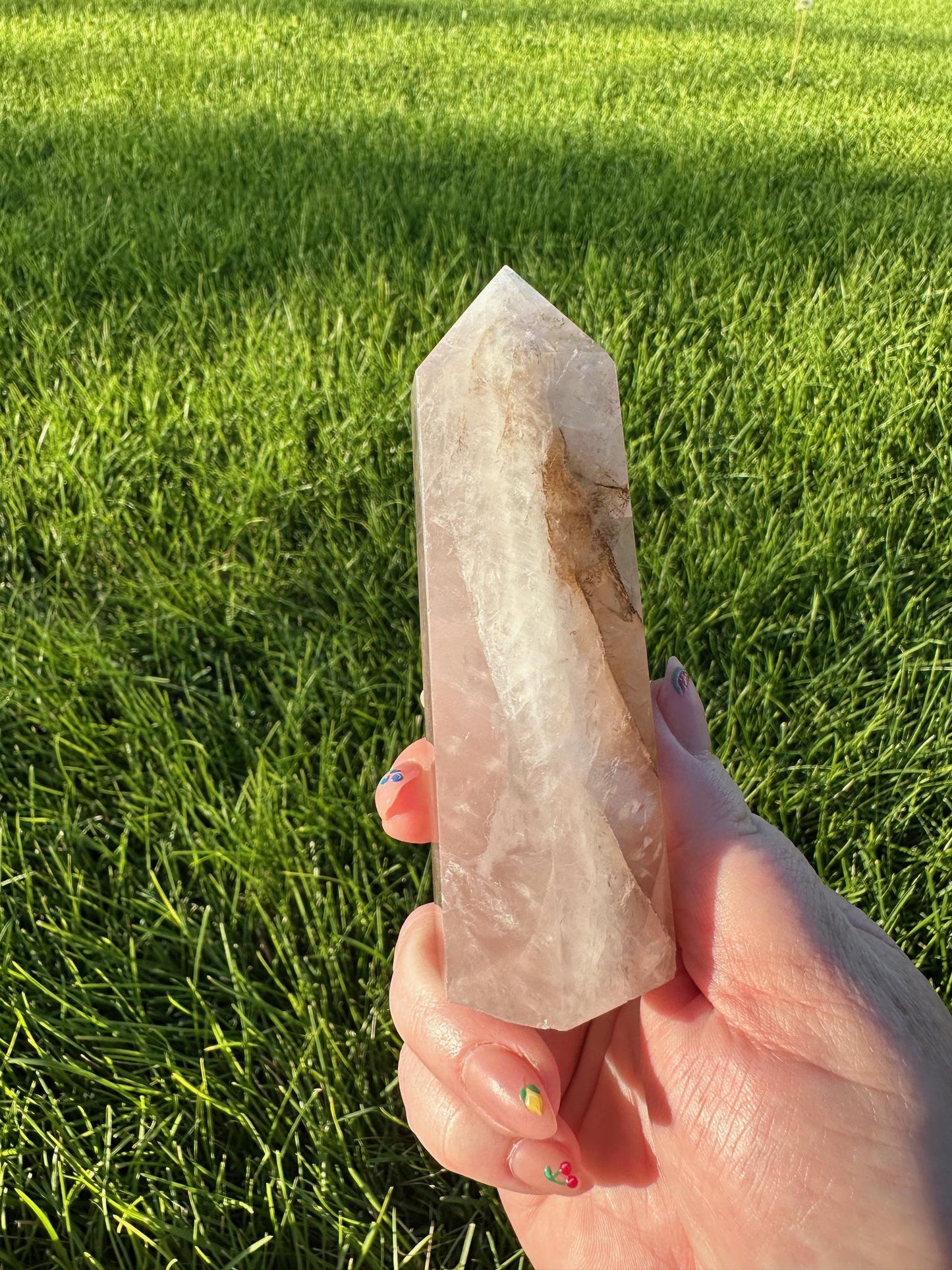 Light Pink Dendritic Rose Quartz Tower - Just Under 5 Inches Tall, 10oz