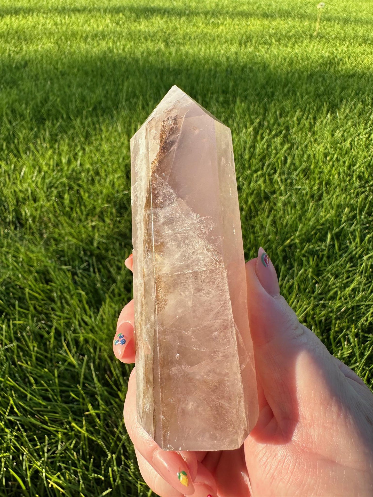 Light Pink Dendritic Rose Quartz Tower - Just Under 5 Inches Tall, 10oz