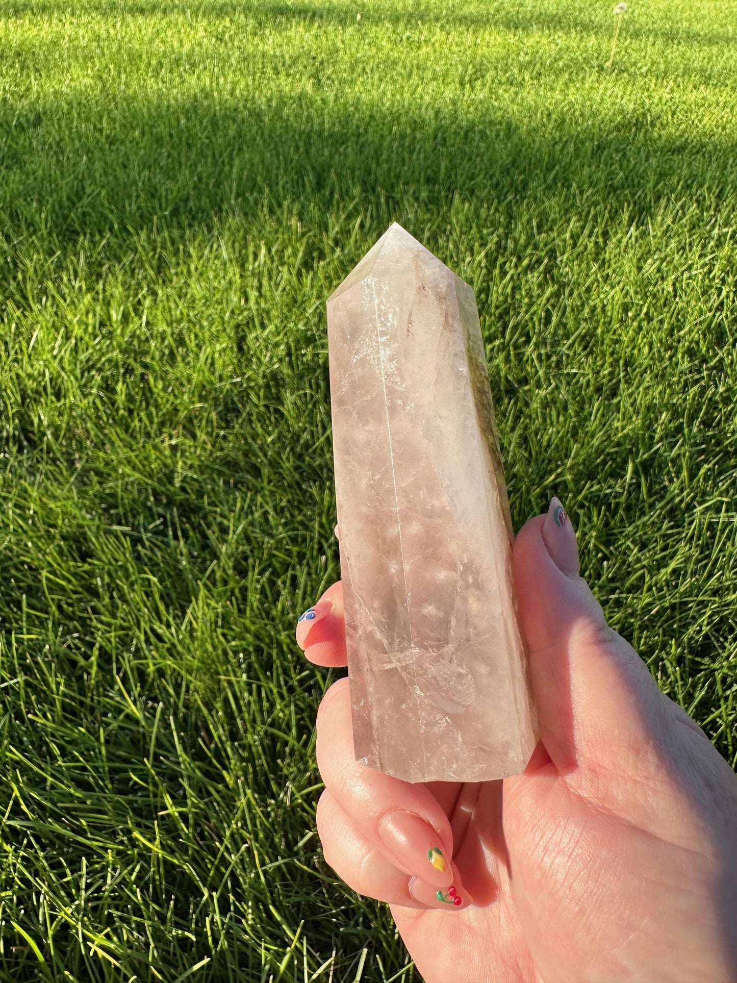 Light Pink Dendritic Rose Quartz Tower - Just Under 5 Inches Tall, 10oz