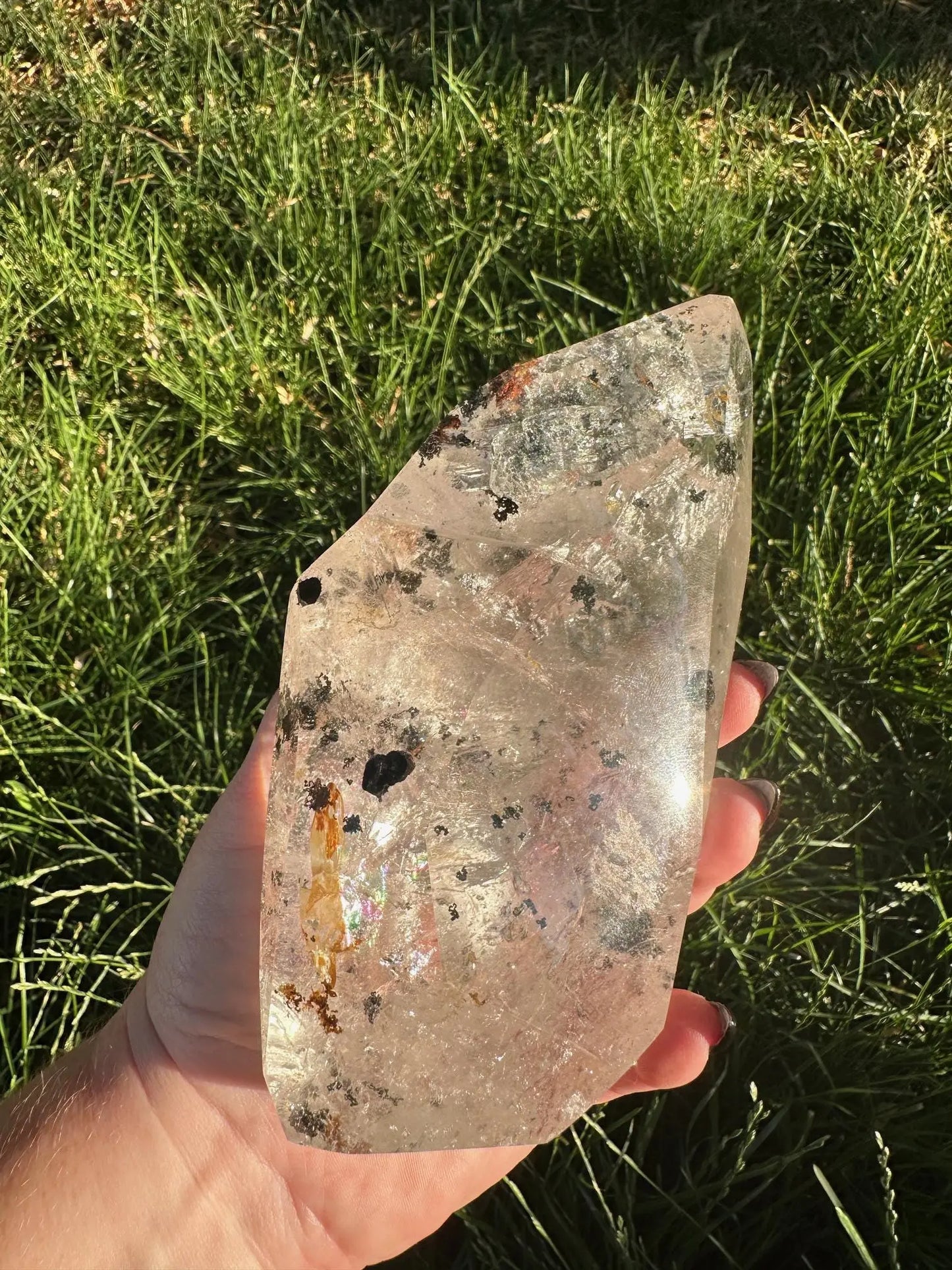 Rutilated Clear Quartz with Chlorite and Iron Freeform Oakriver Crystals