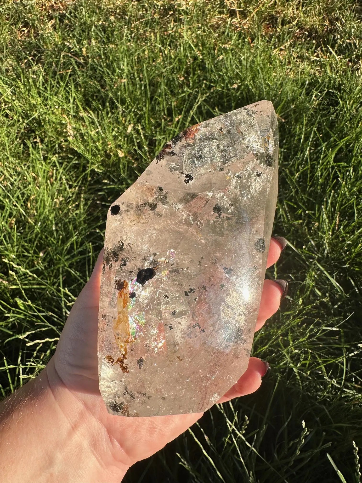 Rutilated Clear Quartz with Chlorite and Iron Freeform Oakriver Crystals