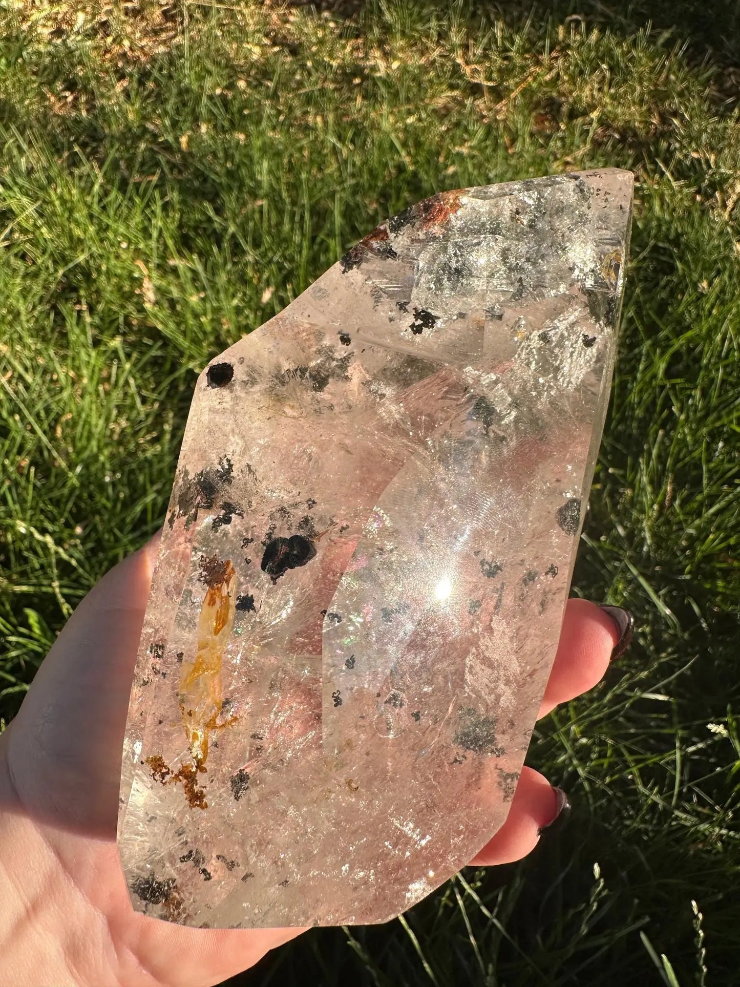 Rutilated Clear Quartz with Chlorite and Iron Freeform Oakriver Crystals