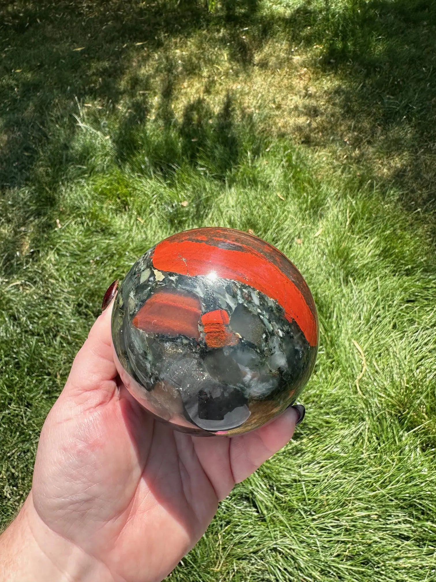 African Bloodstone Sphere 3.5 inch diameter Oakriver Crystals