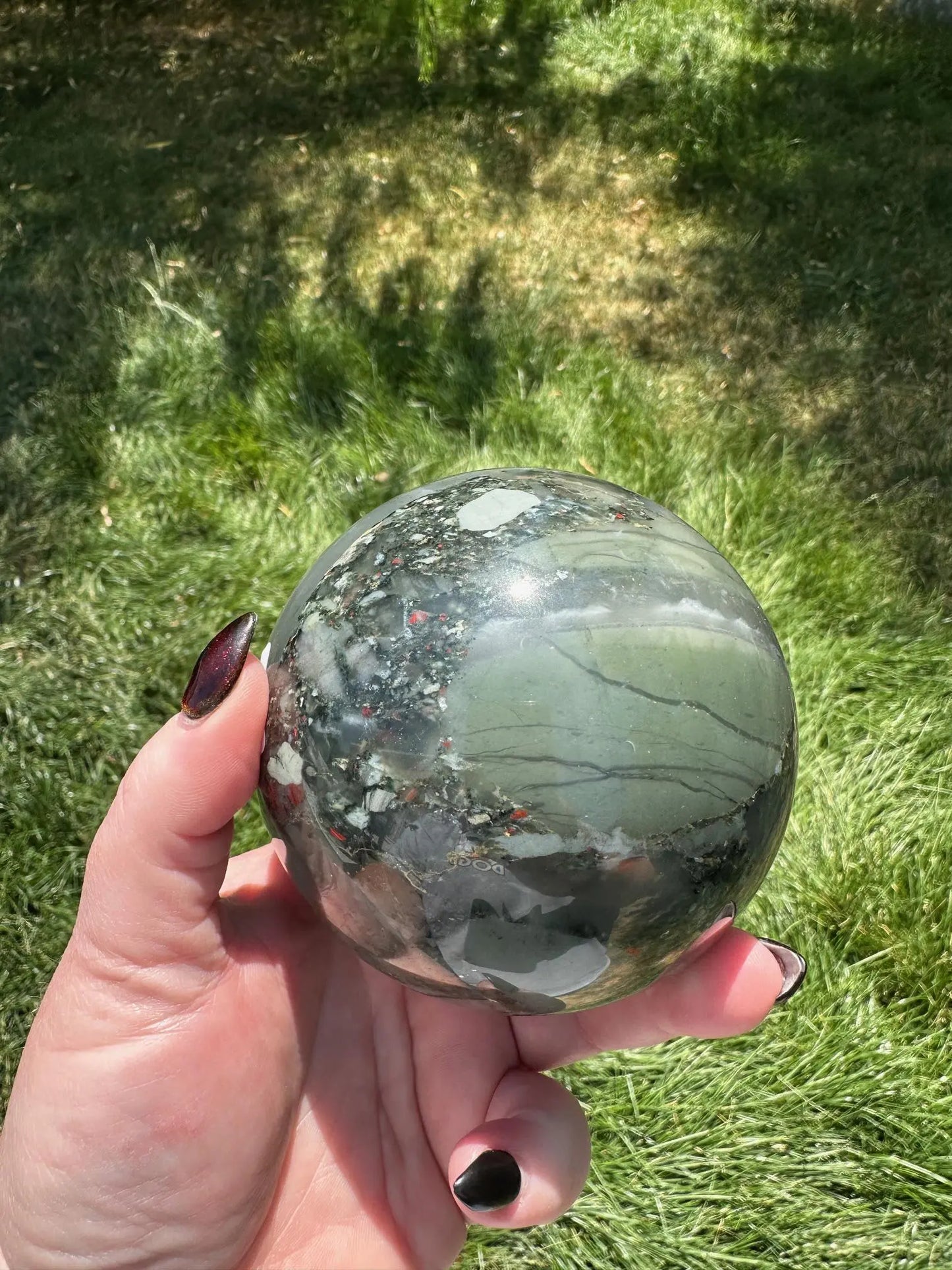 African Bloodstone Sphere 3.5 inch diameter Oakriver Crystals