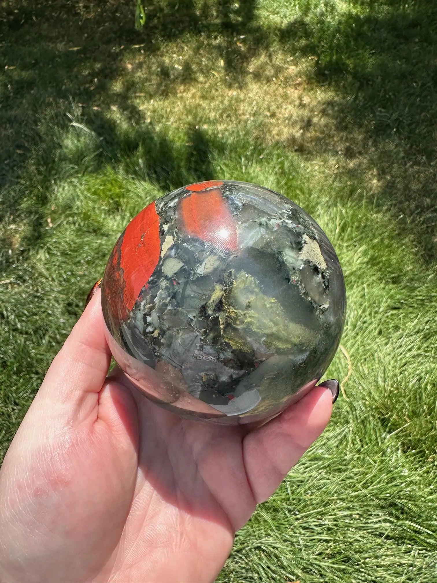 African Bloodstone Sphere 3.5 inch diameter Oakriver Crystals