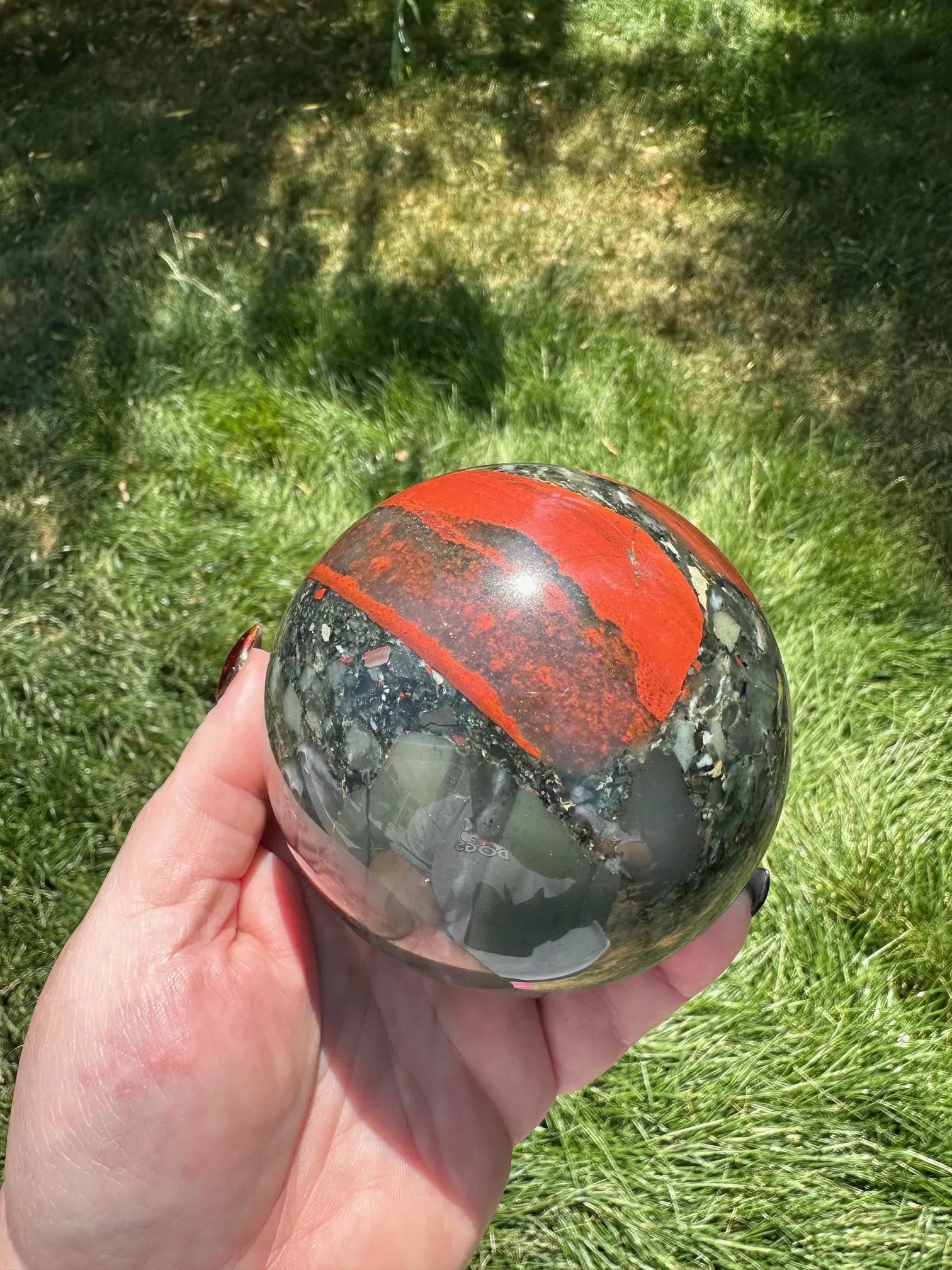 African Bloodstone Sphere 3.5 inch diameter Oakriver Crystals