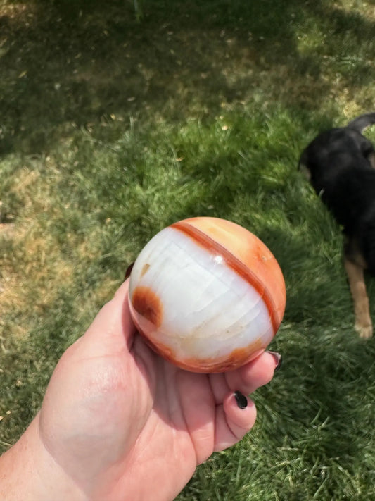 Carnelian sphere Vibrant red and Orange 3.12 inches #3 Oakriver Crystals