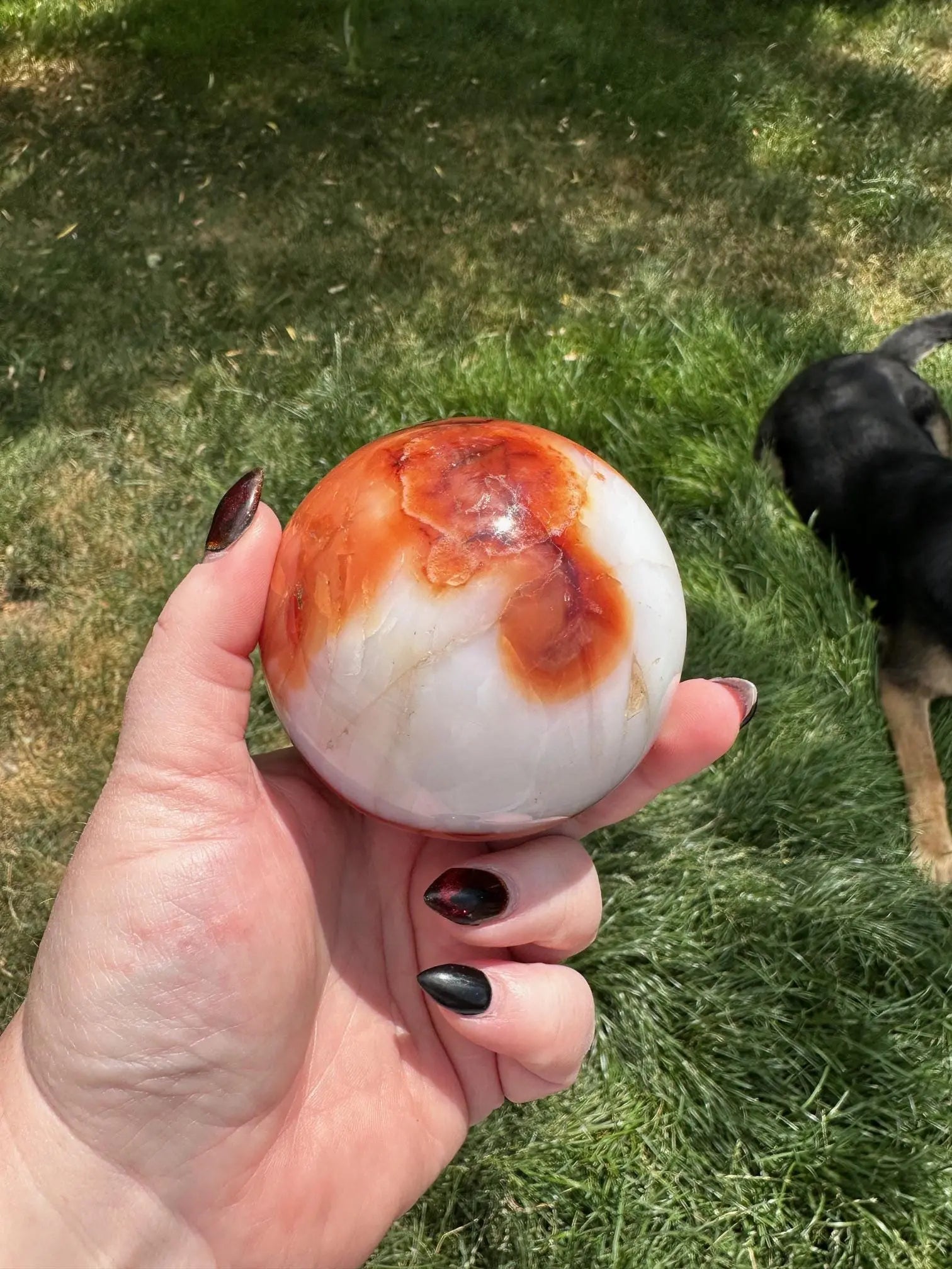 Carnelian sphere Vibrant red and Orange 3.12 inches #3 Oakriver Crystals