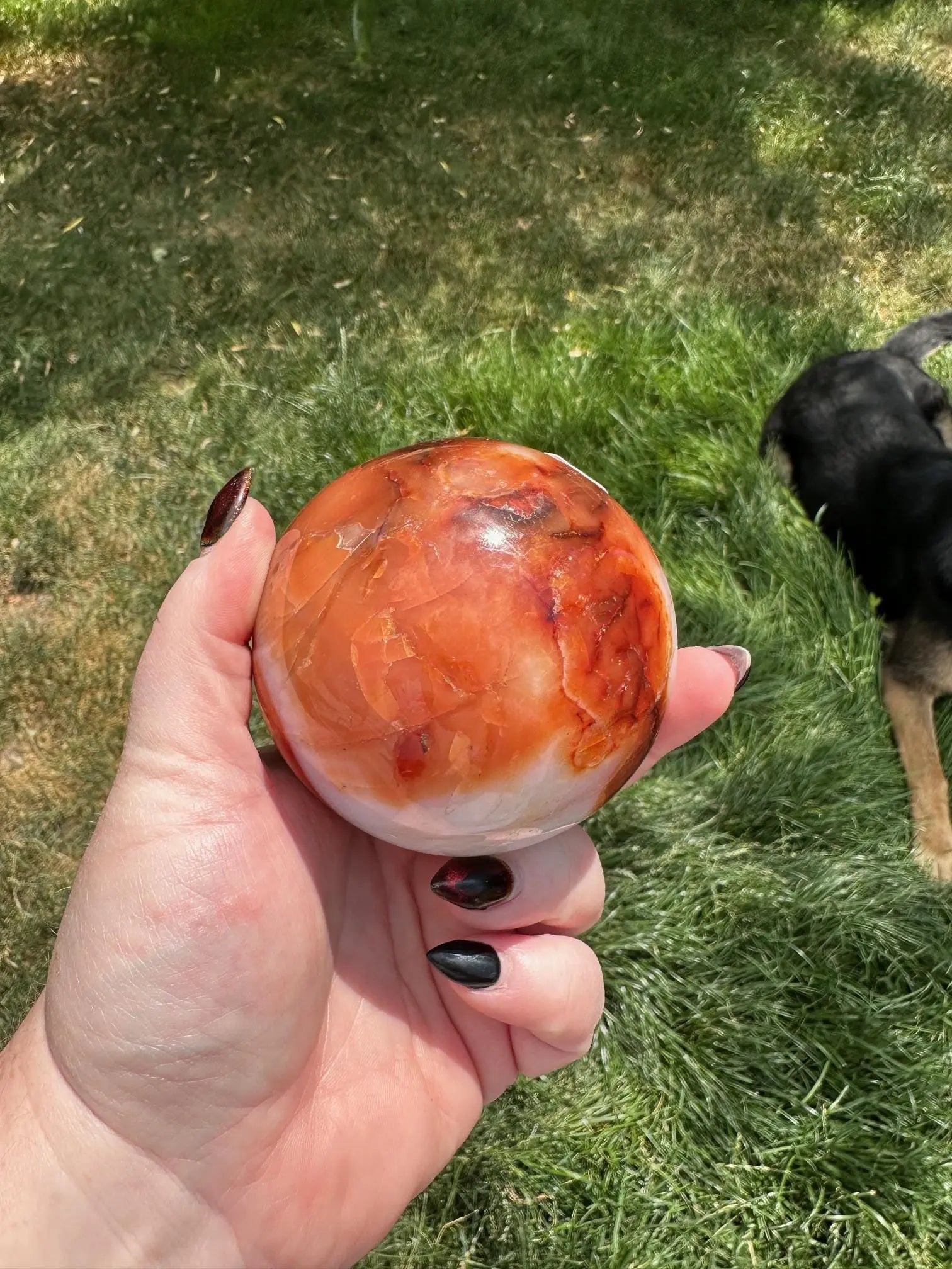 Carnelian sphere Vibrant red and Orange 3.12 inches #3 Oakriver Crystals