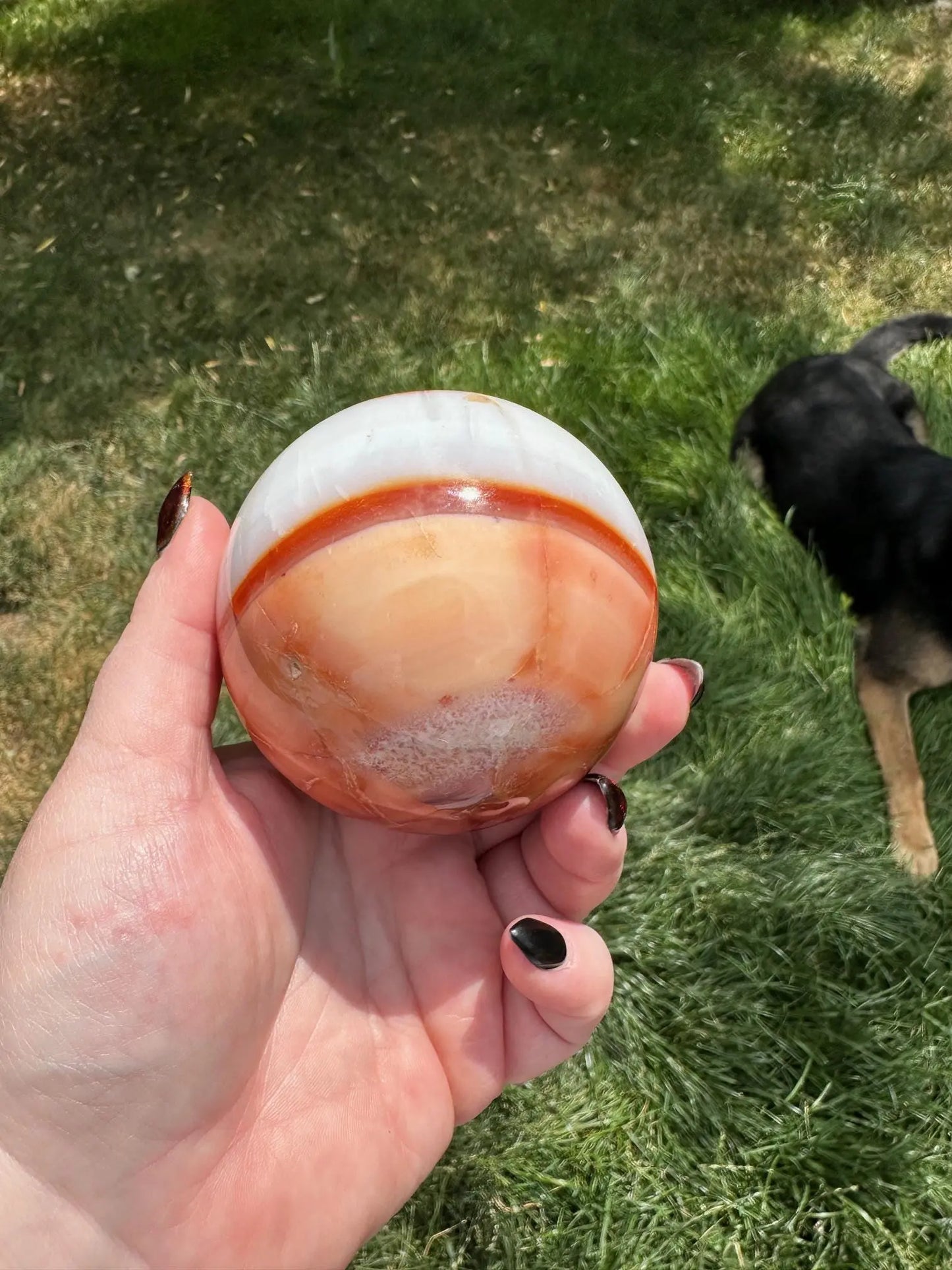 Carnelian sphere Vibrant red and Orange 3.12 inches #3 Oakriver Crystals