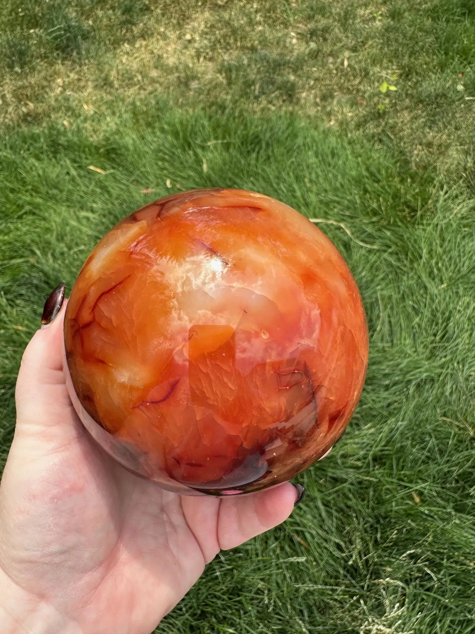 Carnelian sphere Vibrant red and Orange 4.4 inches 4+ lbs #1 Oakriver Crystals