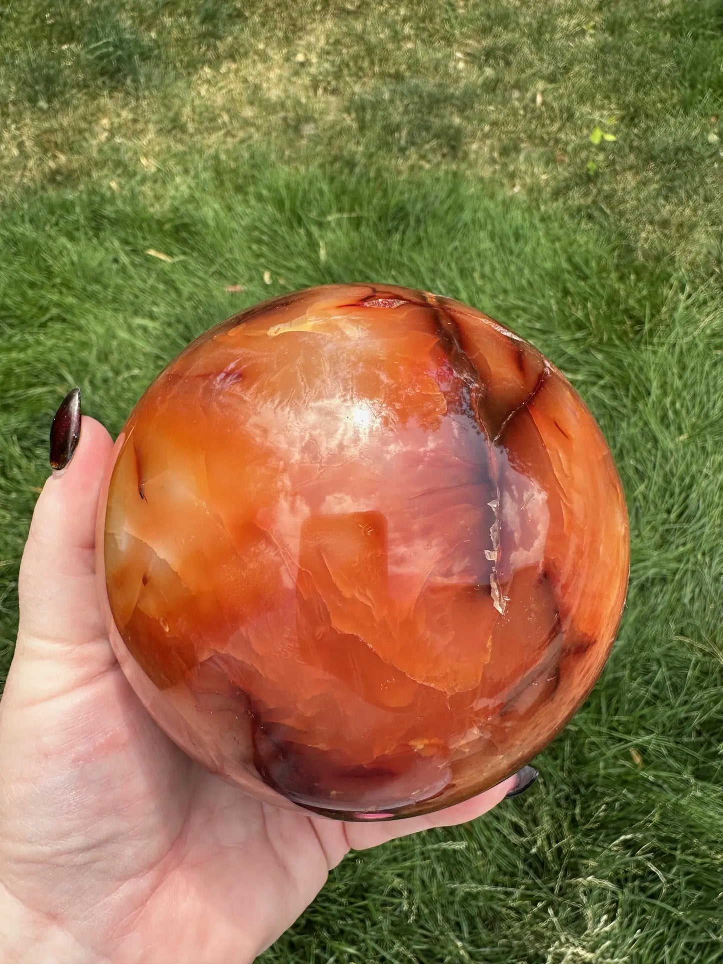 Carnelian sphere Vibrant red and Orange 4.4 inches 4+ lbs #1 Oakriver Crystals