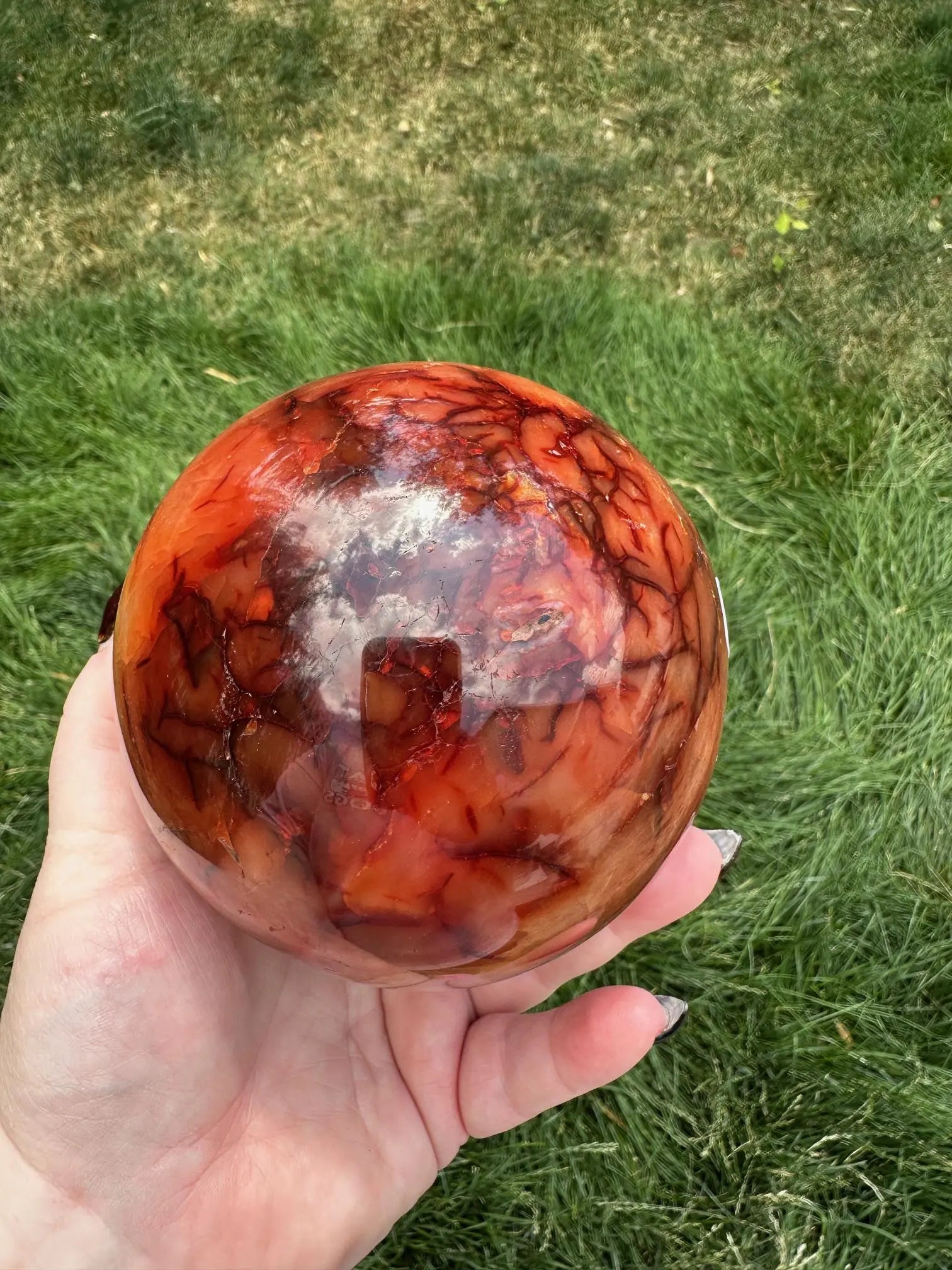 Carnelian sphere Vibrant red and Orange 4.4 inches 4+ lbs #1 Oakriver Crystals