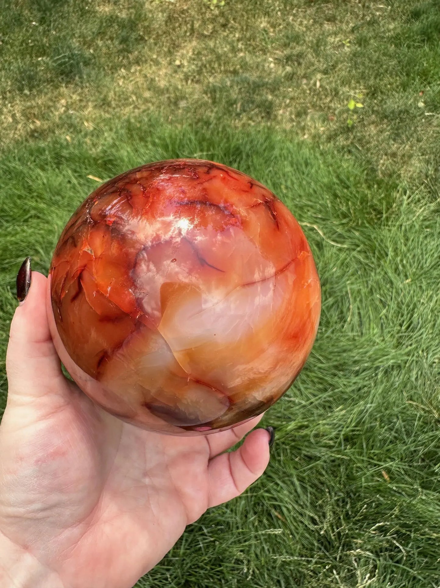 Carnelian sphere Vibrant red and Orange 4.4 inches 4+ lbs #1 Oakriver Crystals