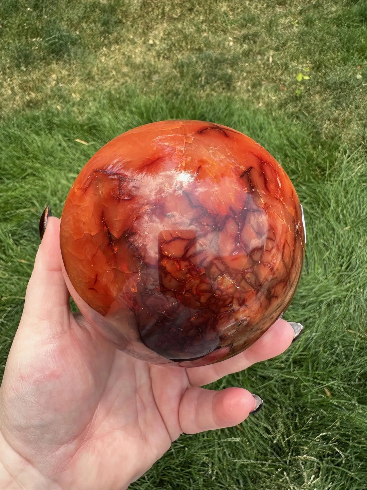 Carnelian sphere Vibrant red and Orange 4.4 inches 4+ lbs #1 Oakriver Crystals