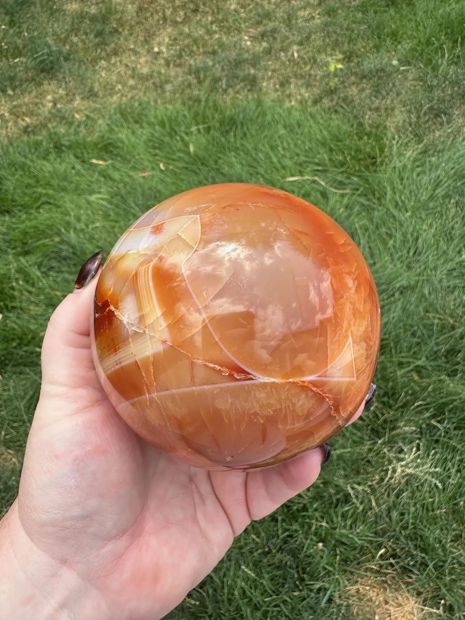 Carnelian sphere Vibrant red and Orange 3.9 inches #2 Oakriver Crystals