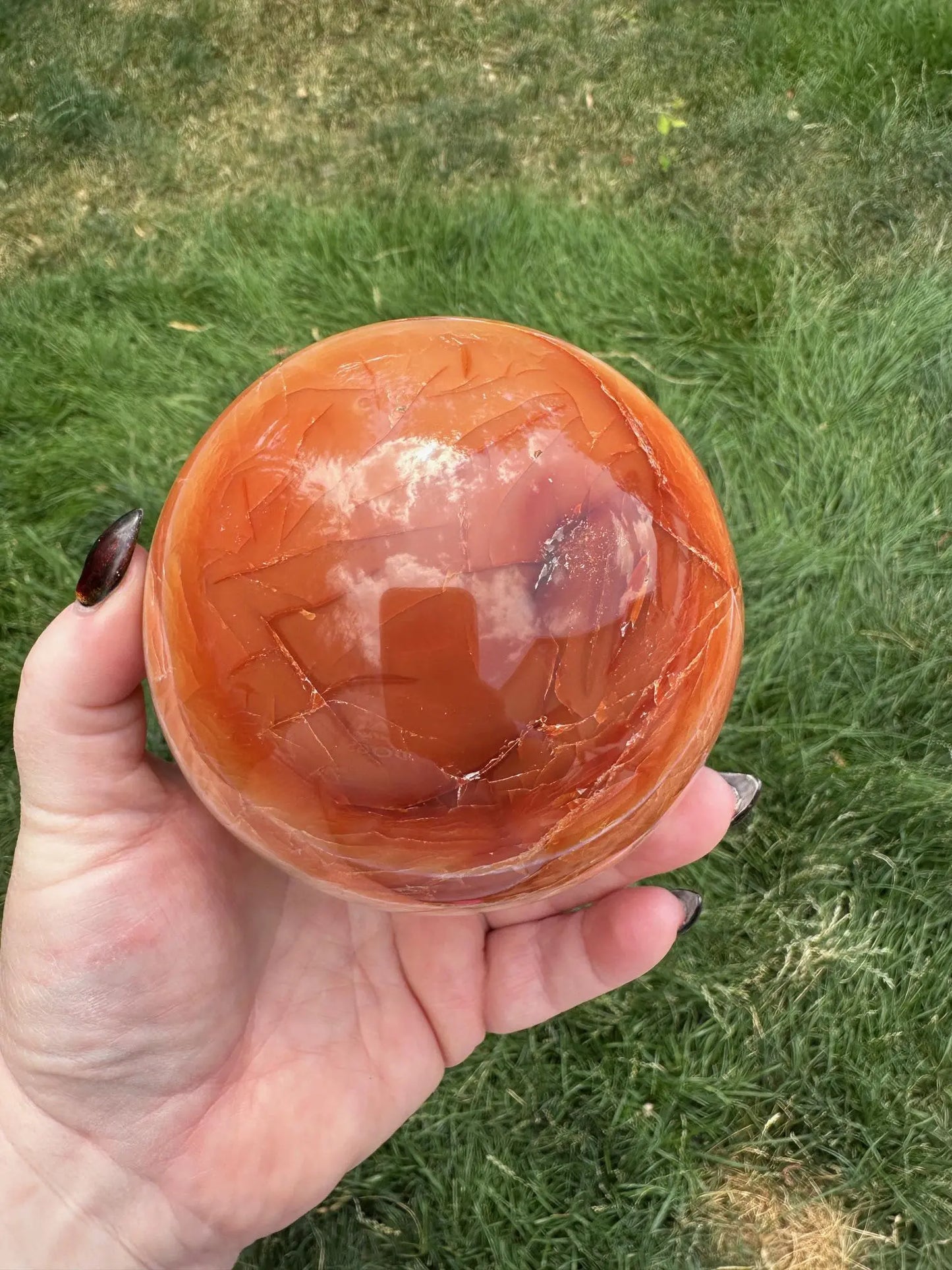 Carnelian sphere Vibrant red and Orange 3.9 inches #2 Oakriver Crystals