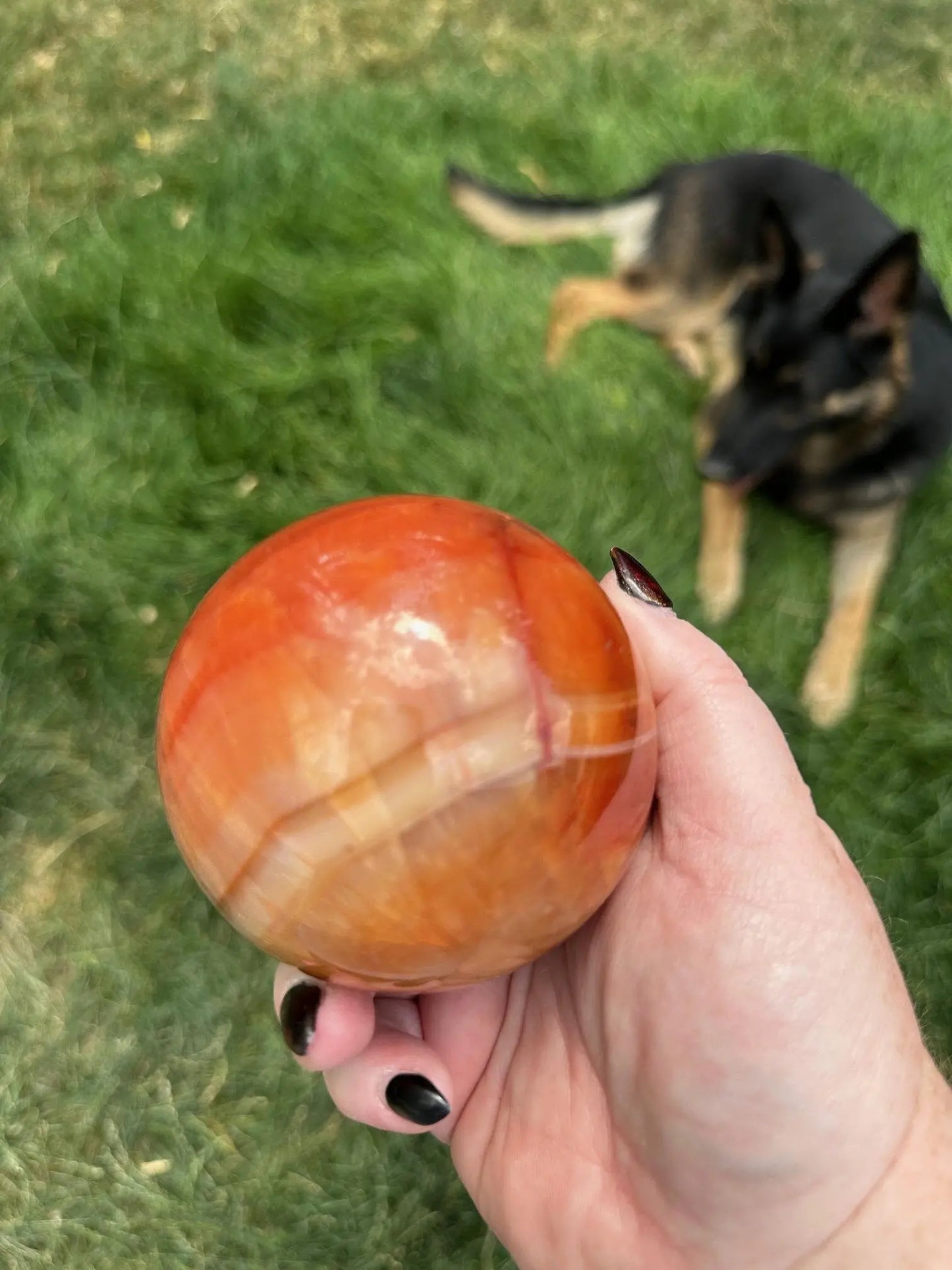 Carnelian sphere Vibrant red and Orange 3.2 inches #6 Oakriver Crystals