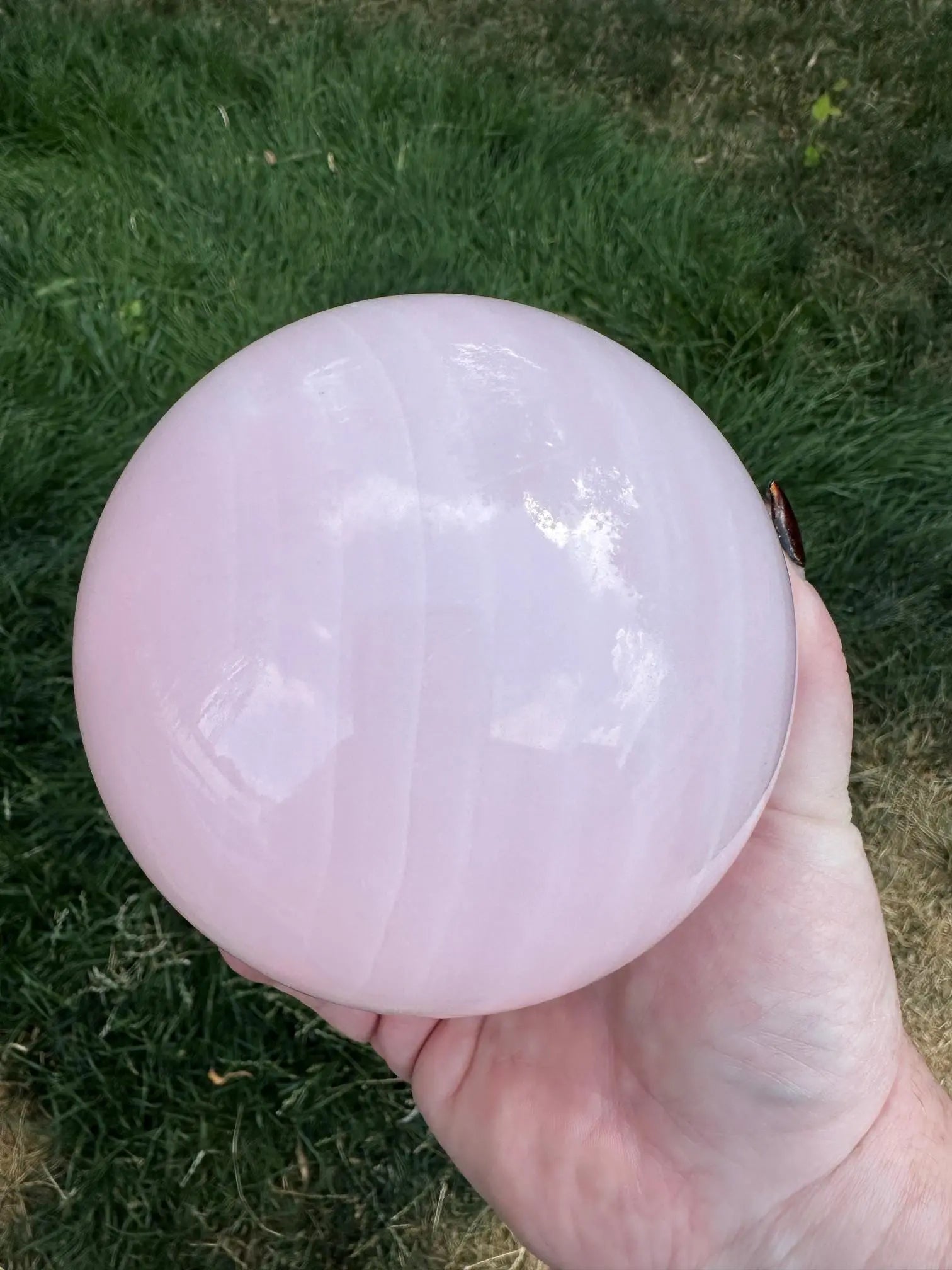 Pink Mangano Calcite XL Sphere UV reactive 4.2 inches Oakriver Crystals