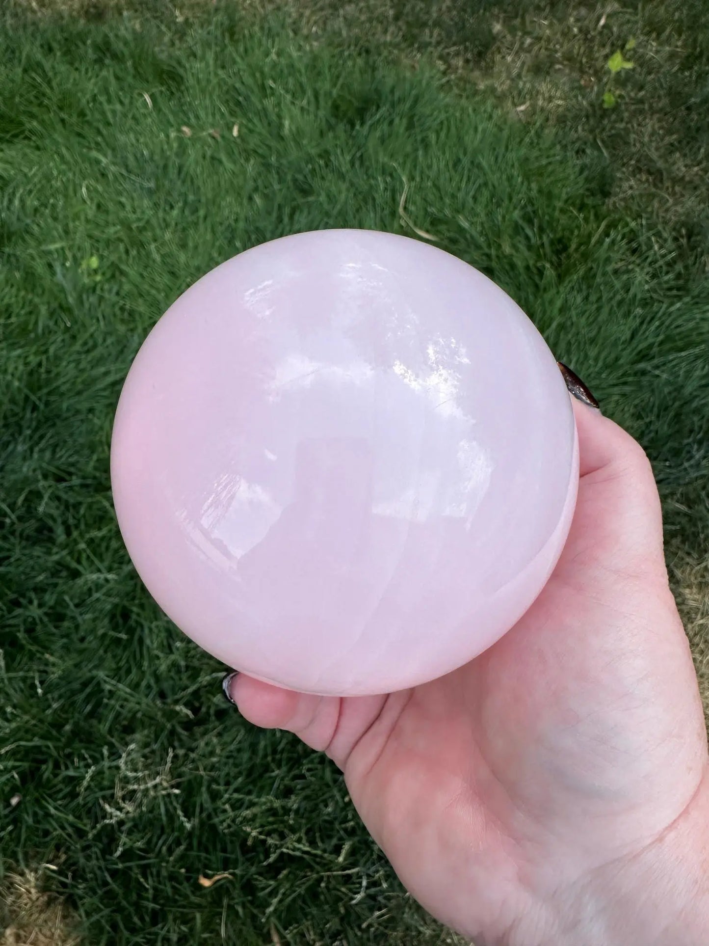 Pink Mangano Calcite XL Sphere UV reactive 4.2 inches Oakriver Crystals