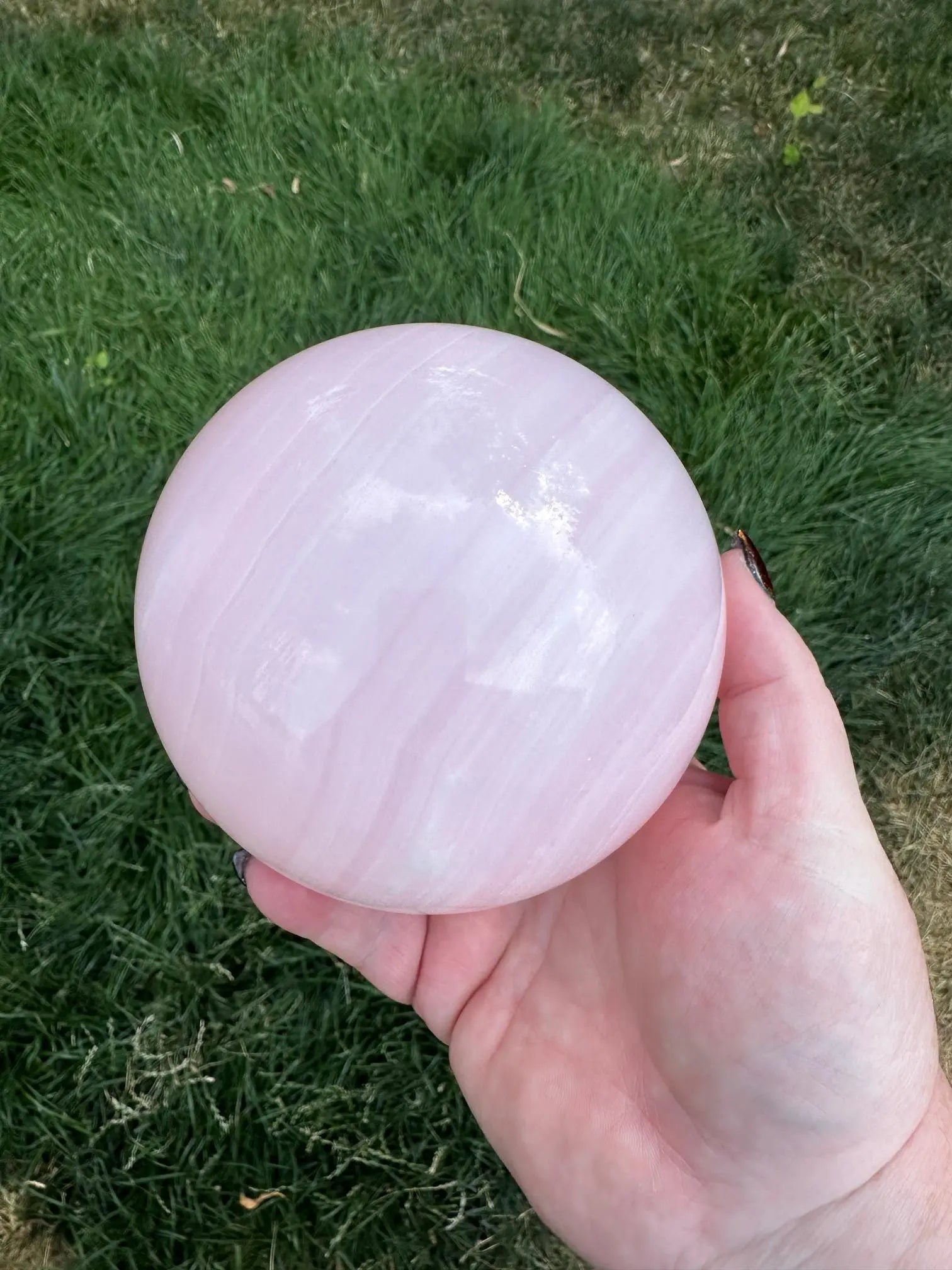 Pink Mangano Calcite XL Sphere UV reactive 4.2 inches Oakriver Crystals