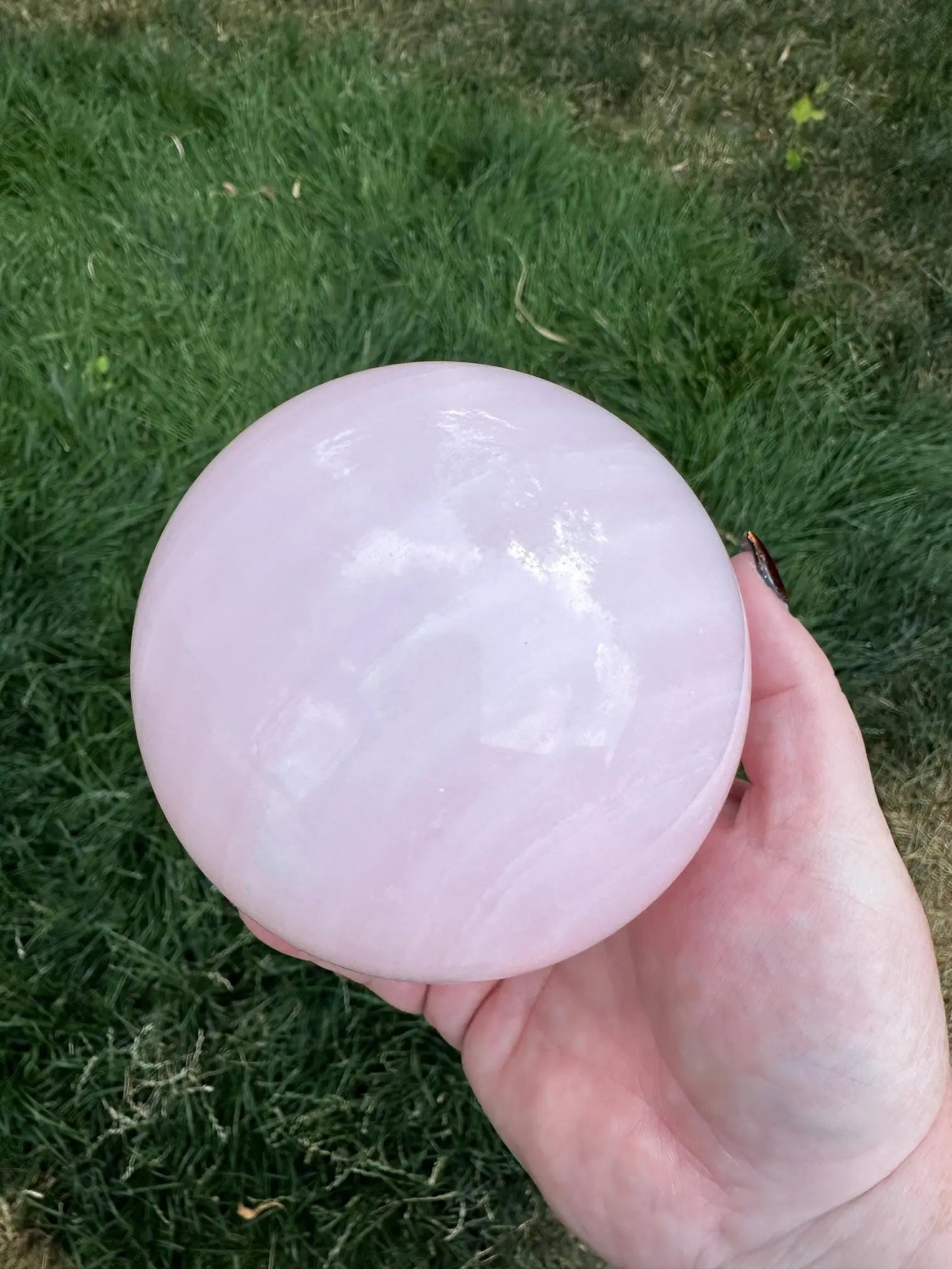 Pink Mangano Calcite XL Sphere UV reactive 4.2 inches Oakriver Crystals