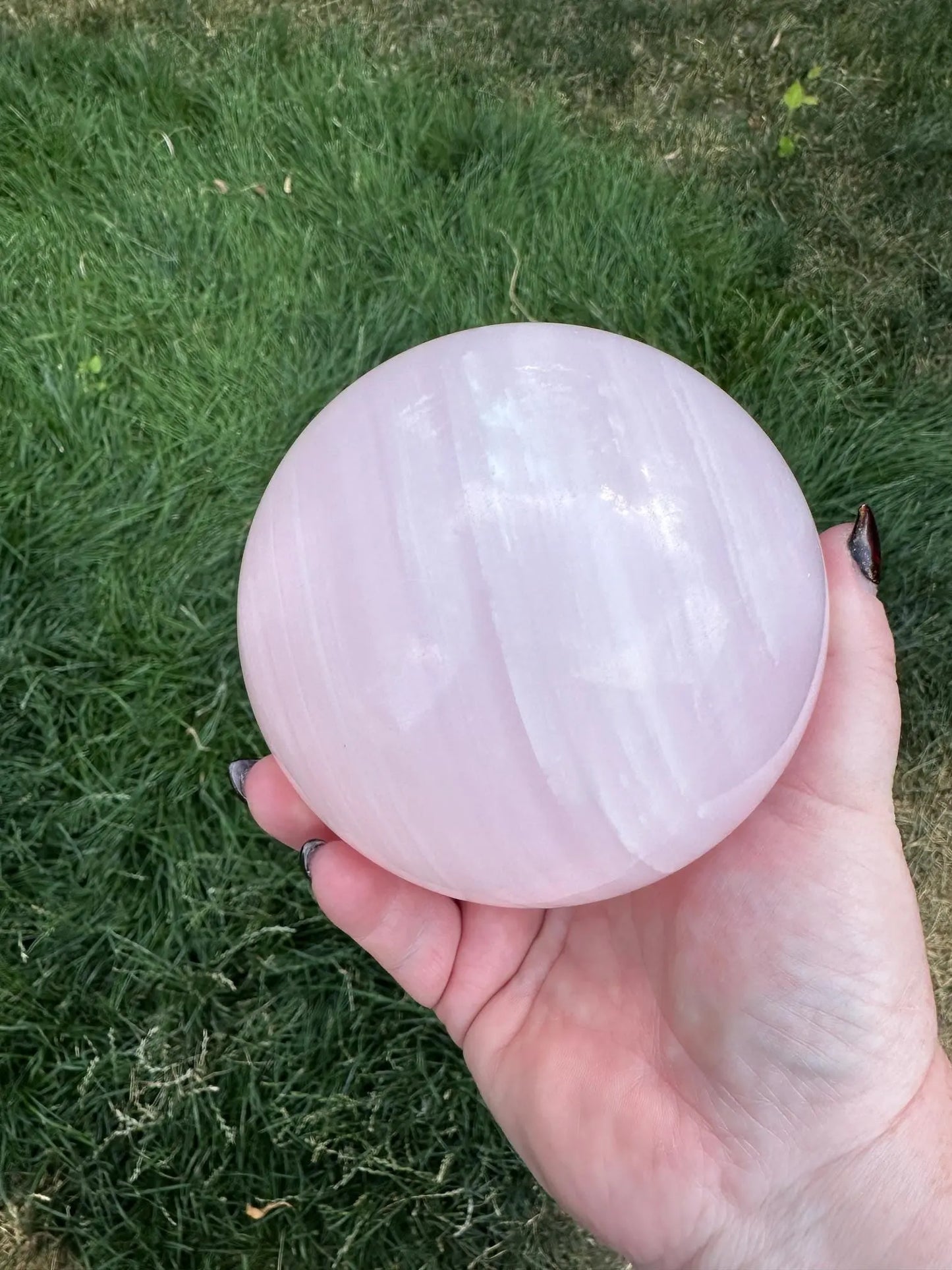 Pink Mangano Calcite XL Sphere UV reactive 4.2 inches Oakriver Crystals