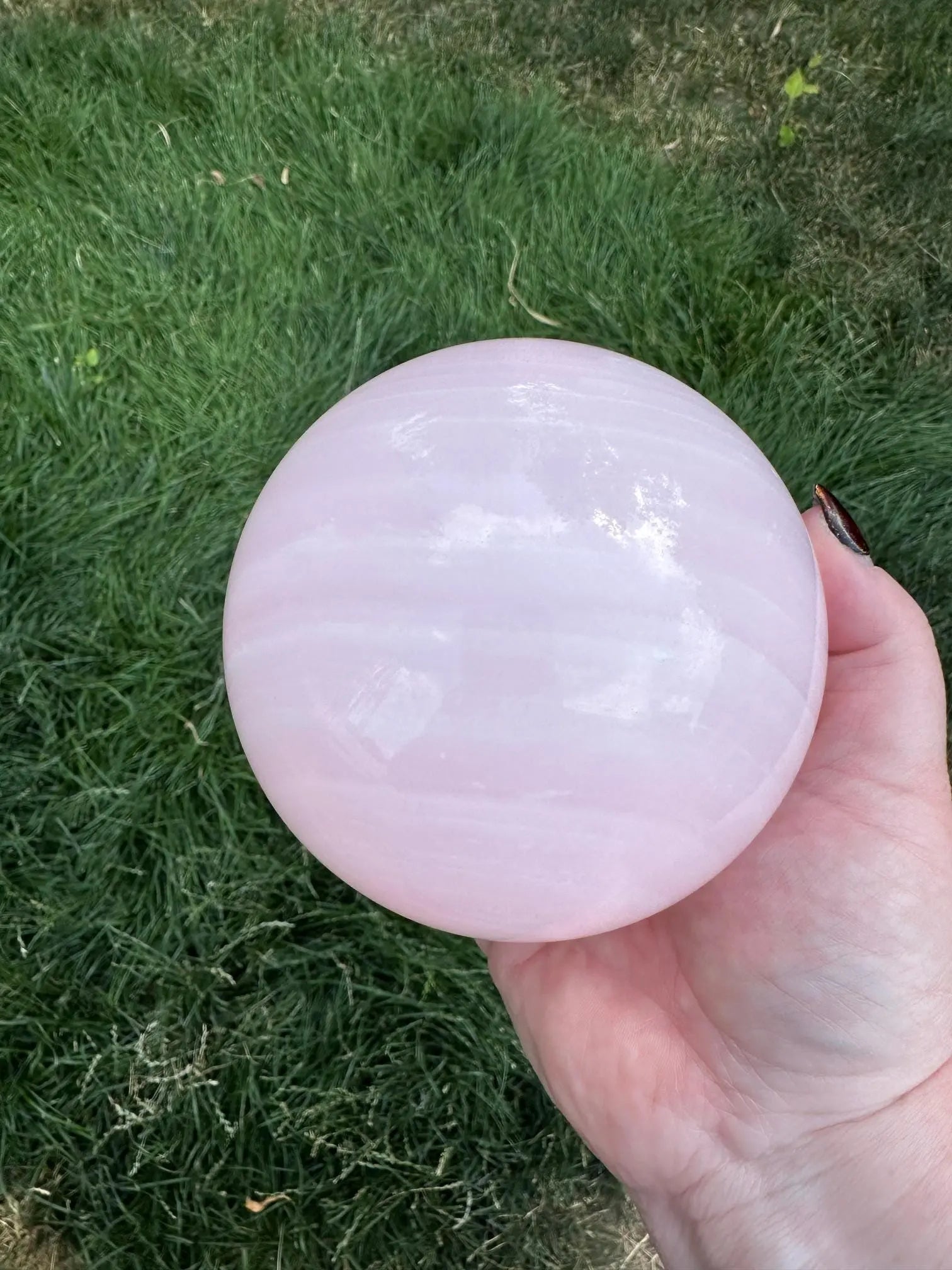 Pink Mangano Calcite XL Sphere UV reactive 4.2 inches Oakriver Crystals