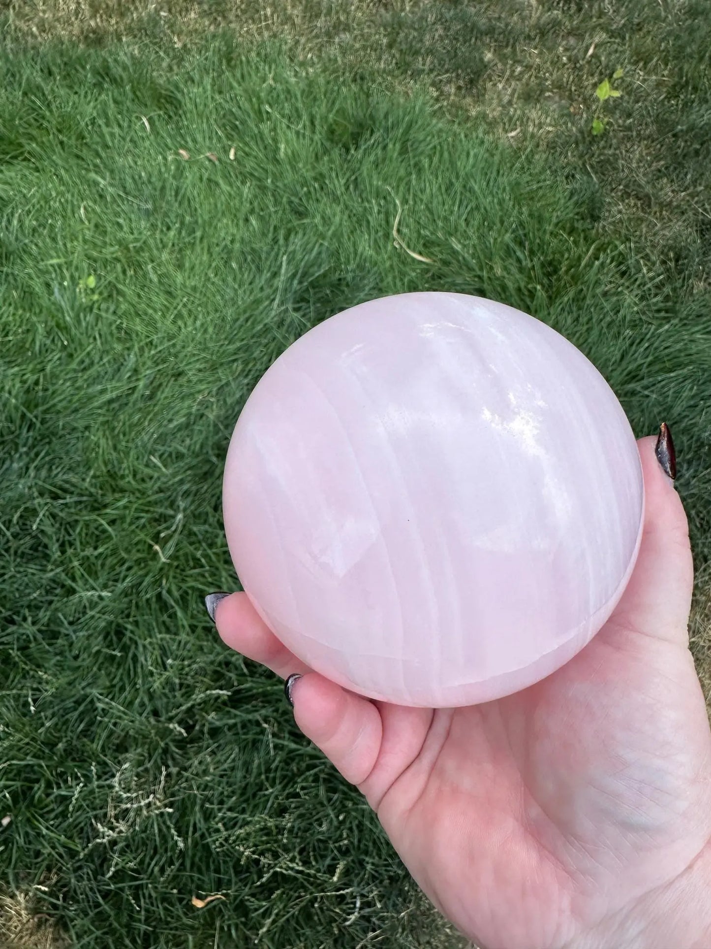 Pink Mangano Calcite XL Sphere UV reactive 4.2 inches Oakriver Crystals